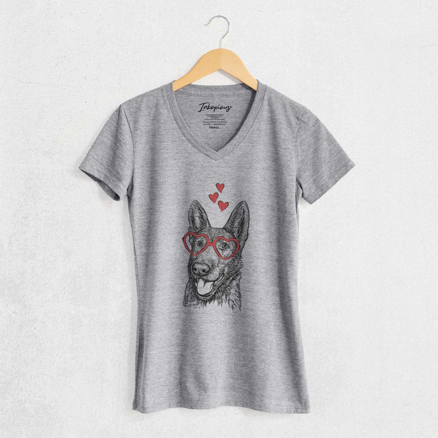 Valentine Tena the German Shepherd - Women's V-neck Shirt