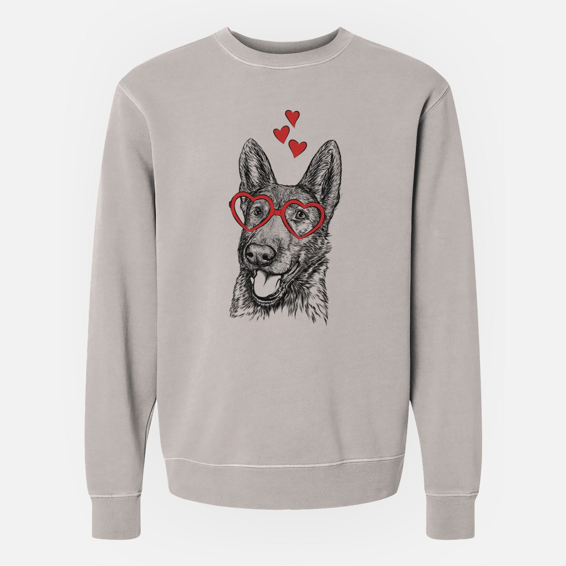 Valentine Tena the German Shepherd - Unisex Pigment Dyed Crew Sweatshirt