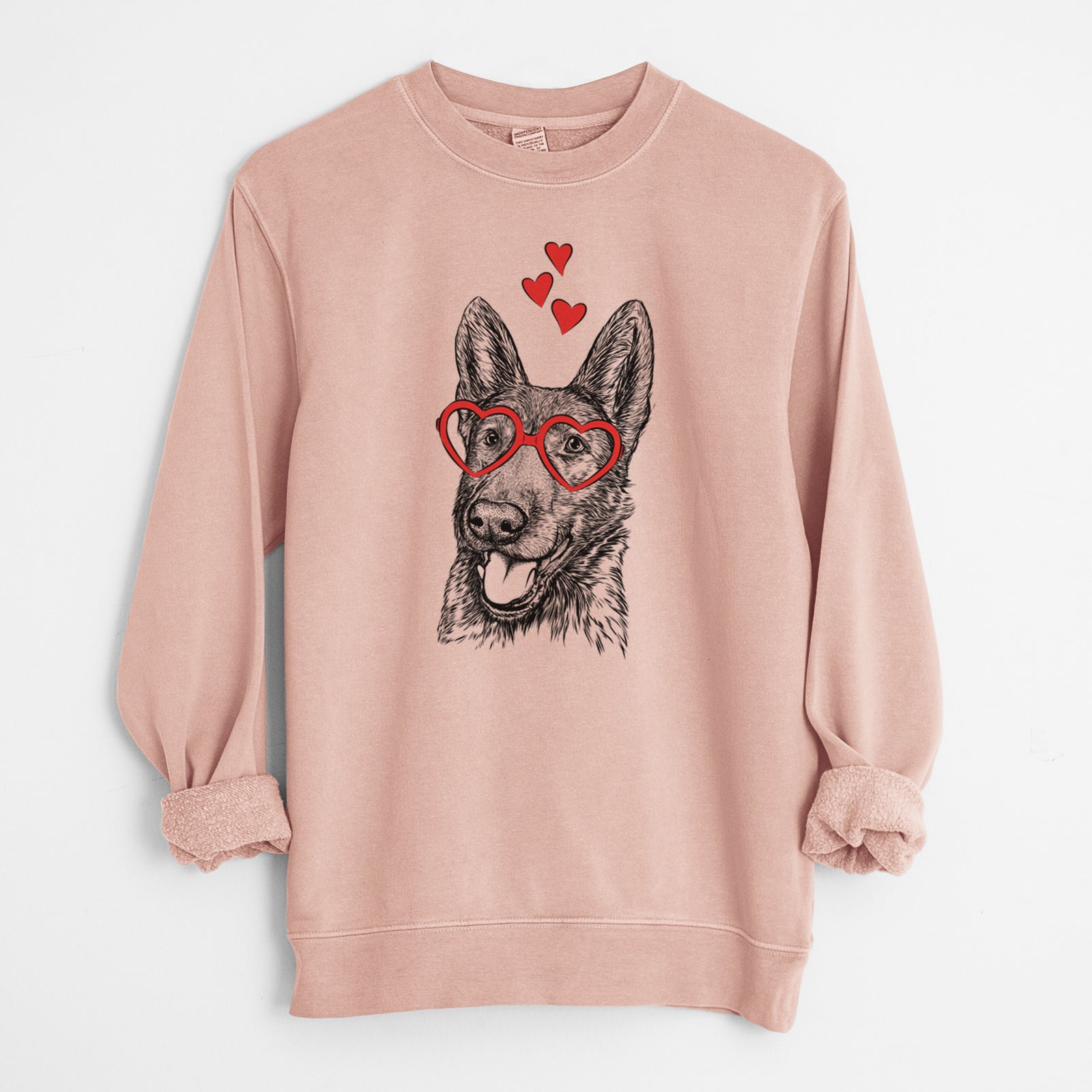 Valentine Tena the German Shepherd - Unisex Pigment Dyed Crew Sweatshirt