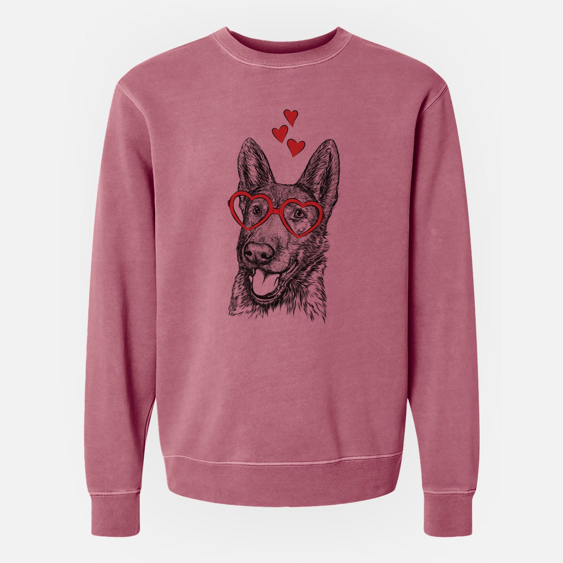 Valentine Tena the German Shepherd - Unisex Pigment Dyed Crew Sweatshirt