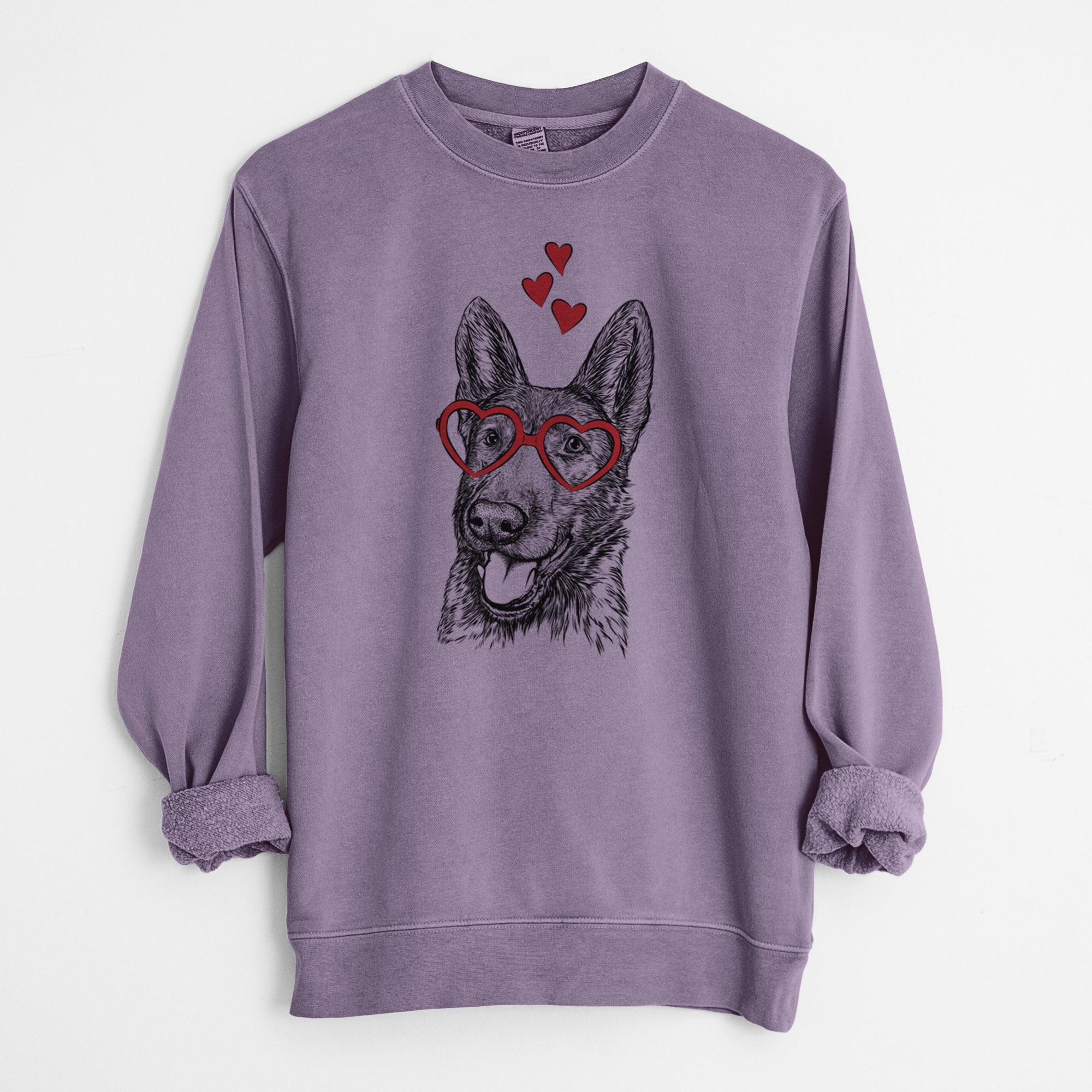 Valentine Tena the German Shepherd - Unisex Pigment Dyed Crew Sweatshirt