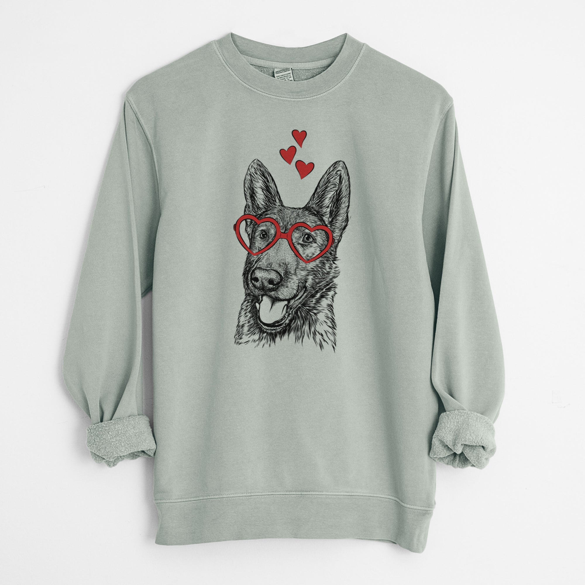 Valentine Tena the German Shepherd - Unisex Pigment Dyed Crew Sweatshirt