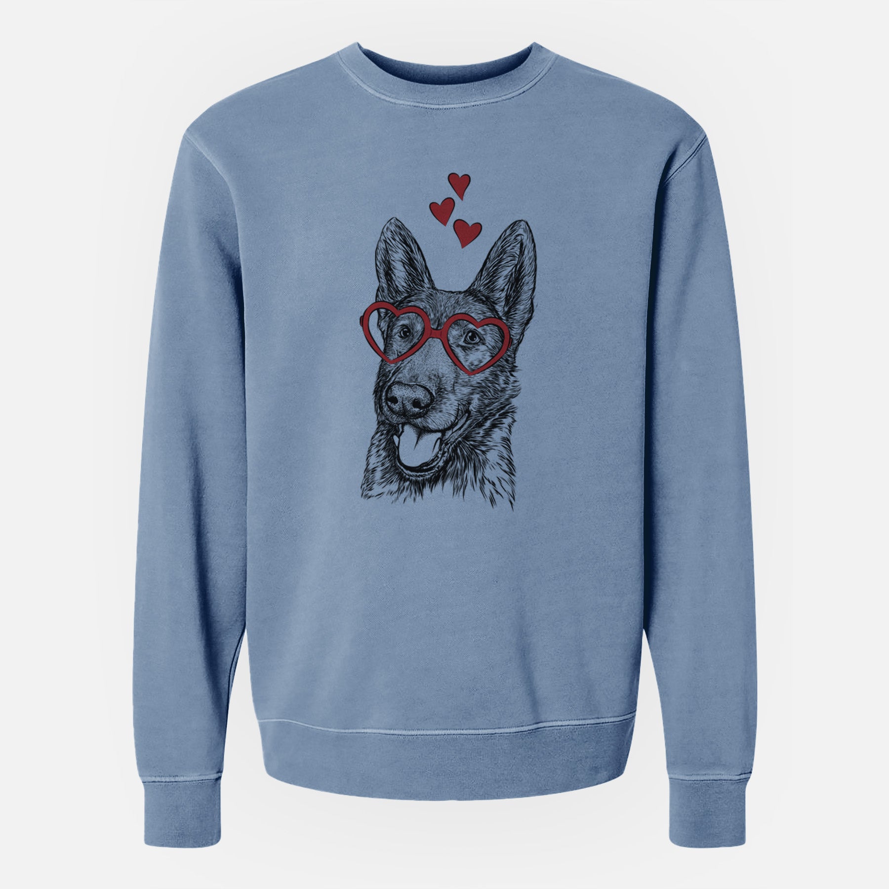 Valentine Tena the German Shepherd - Unisex Pigment Dyed Crew Sweatshirt