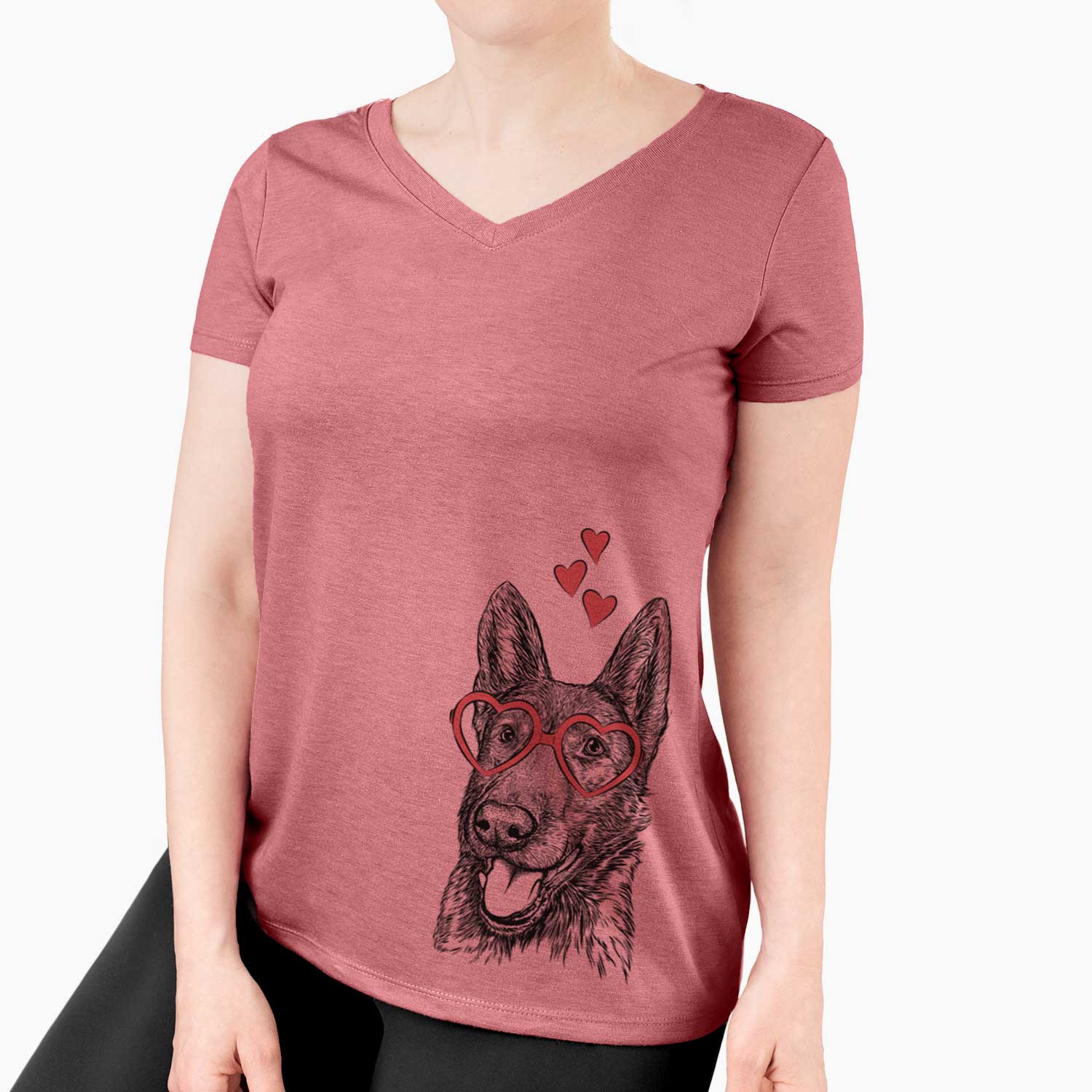 Valentine Tena the German Shepherd - Women's V-neck Shirt