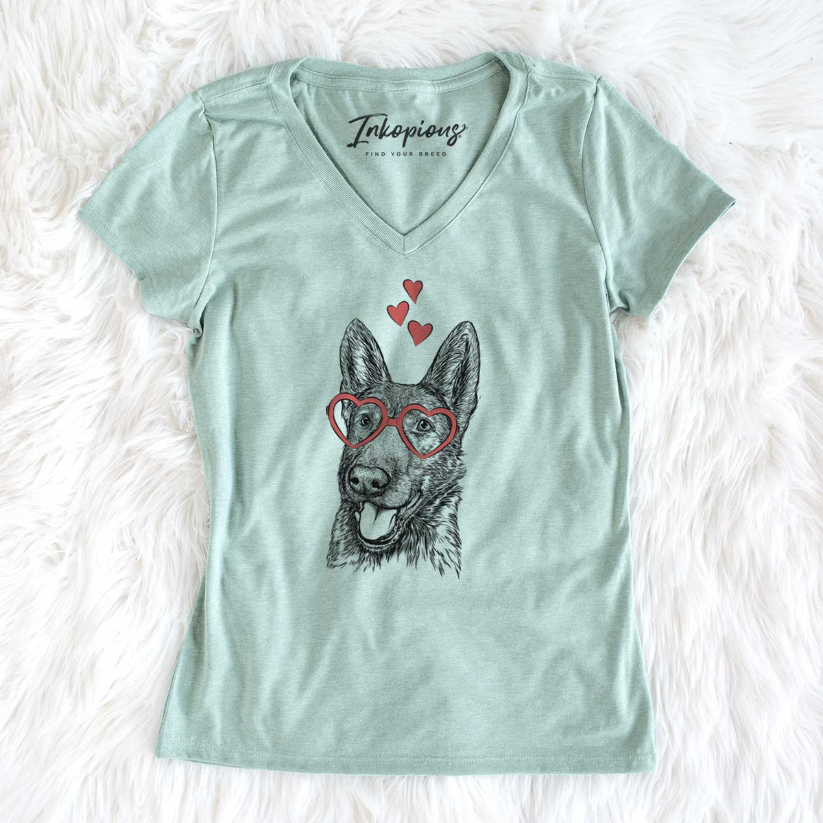 Valentine Tena the German Shepherd - Women's V-neck Shirt