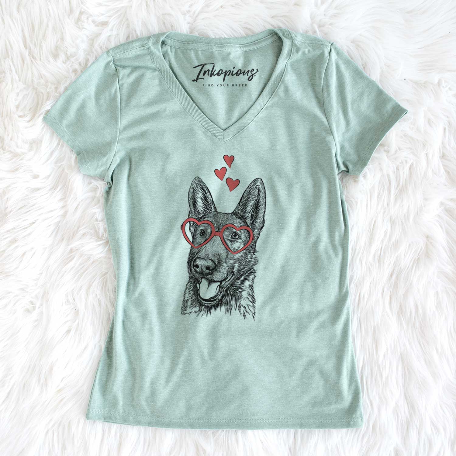 Valentine Tena the German Shepherd - Women's V-neck Shirt