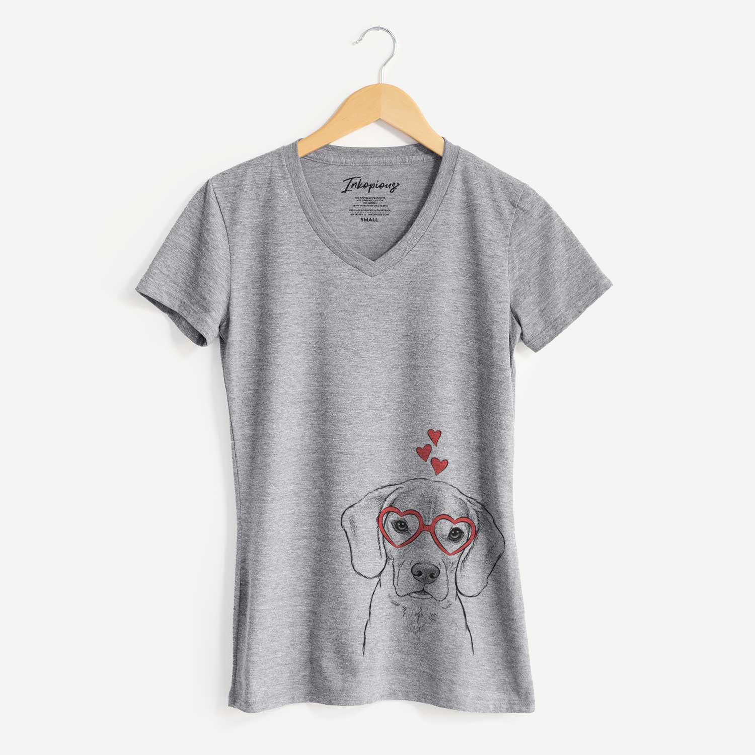 Valentine Thea the Beagle - Women's V-neck Shirt