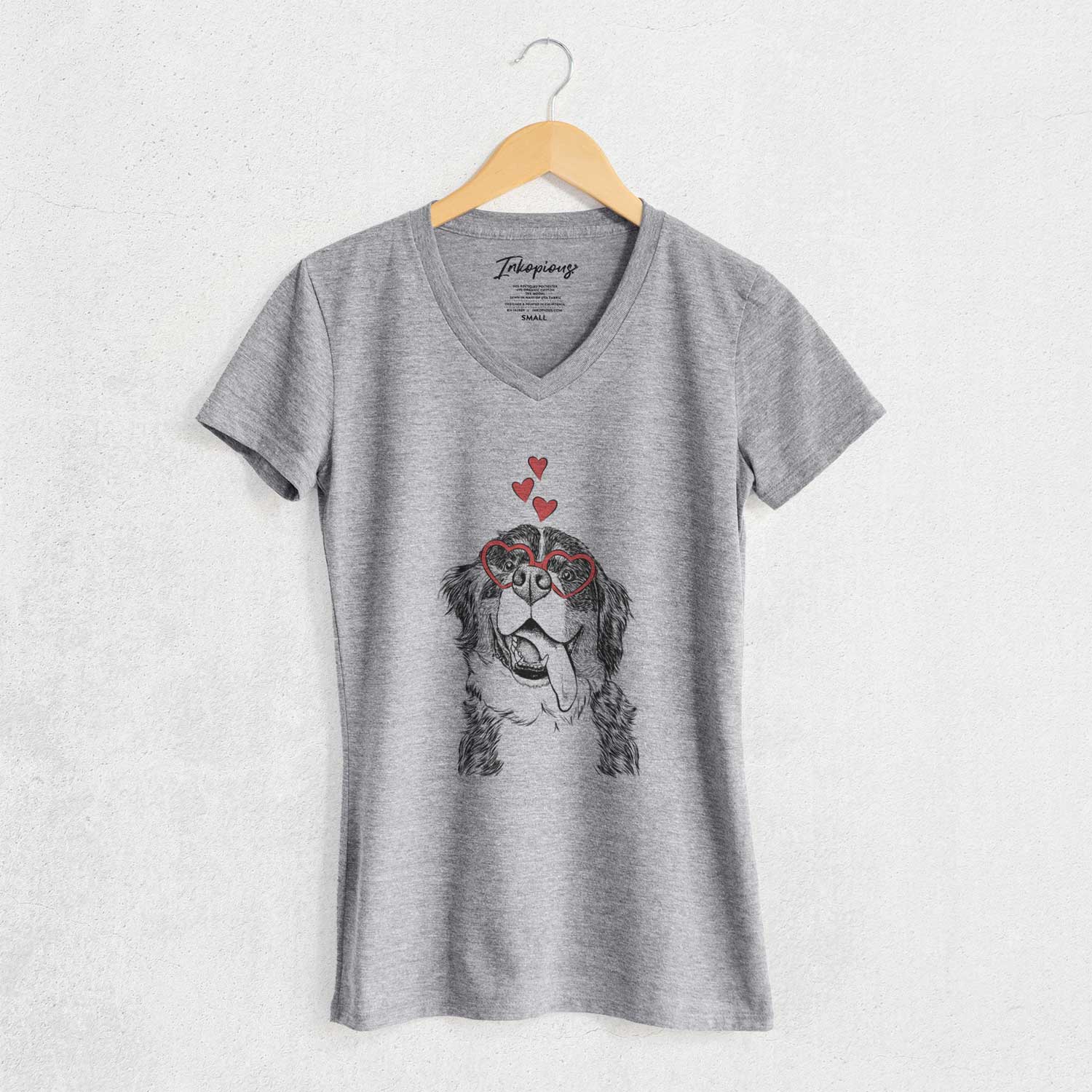 Valentine Theo the Bernese Mountain Dog - Women's V-neck Shirt