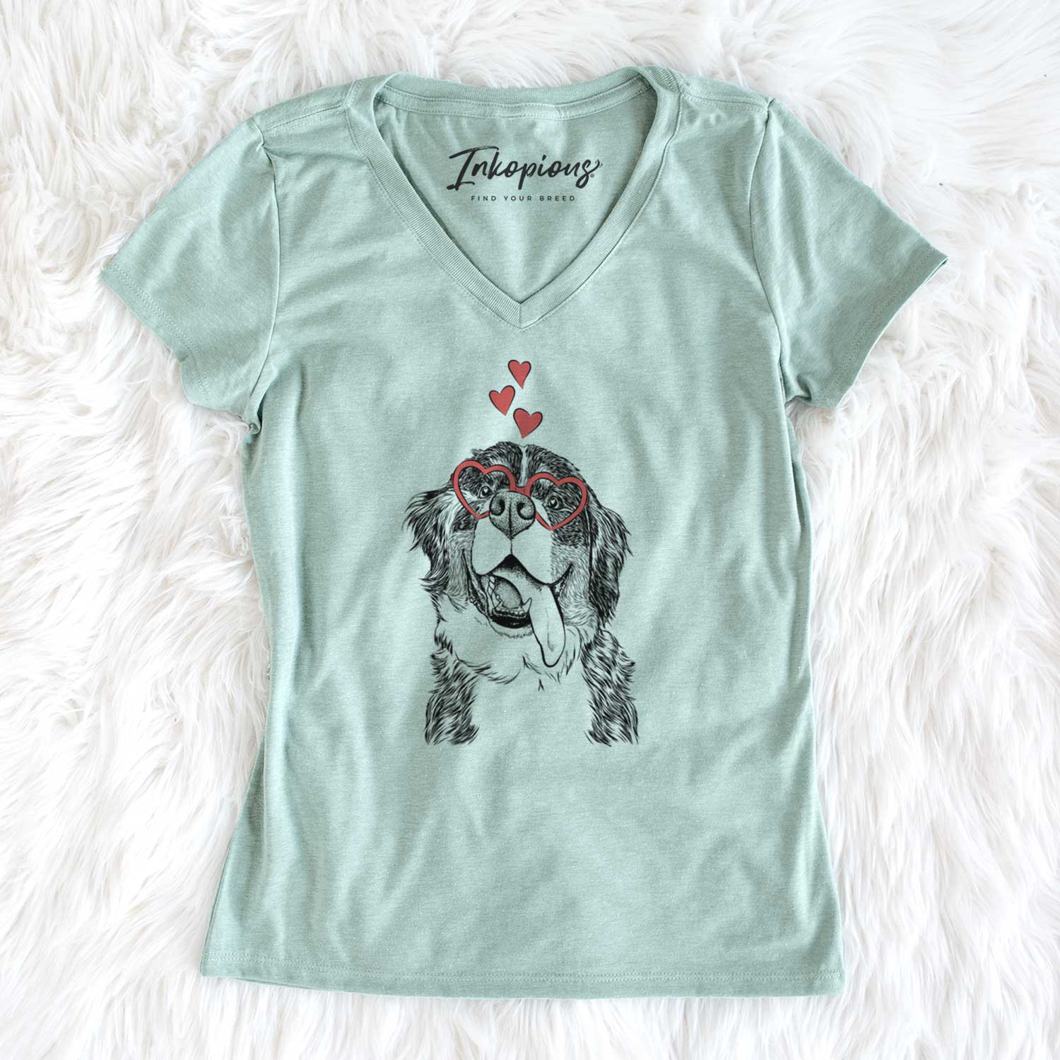 Valentine Theo the Bernese Mountain Dog - Women's V-neck Shirt