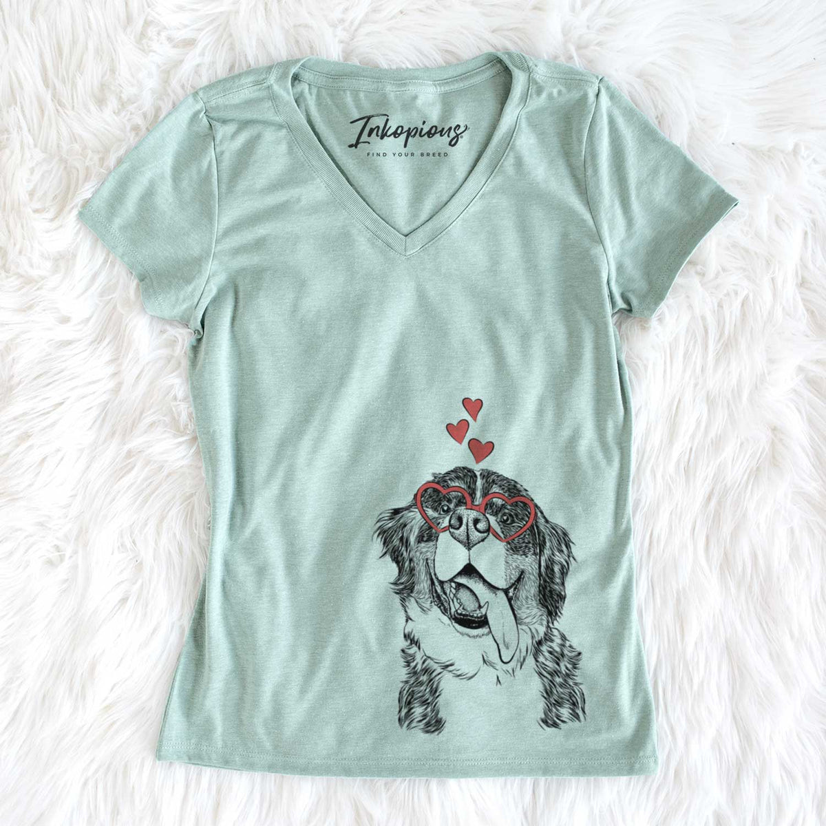 Valentine Theo the Bernese Mountain Dog - Women&#39;s V-neck Shirt