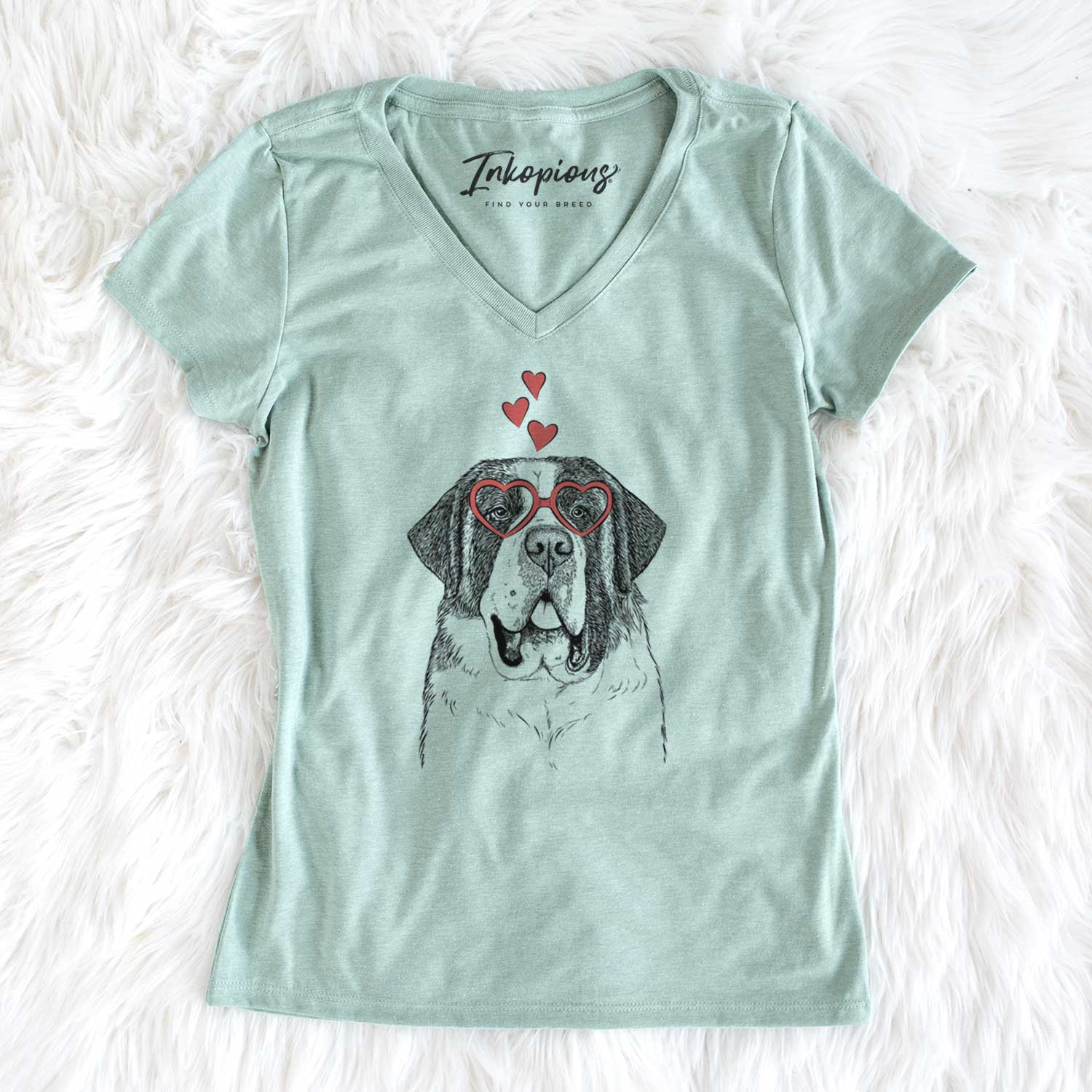 Valentine Thor the Saint Bernard - Women's V-neck Shirt