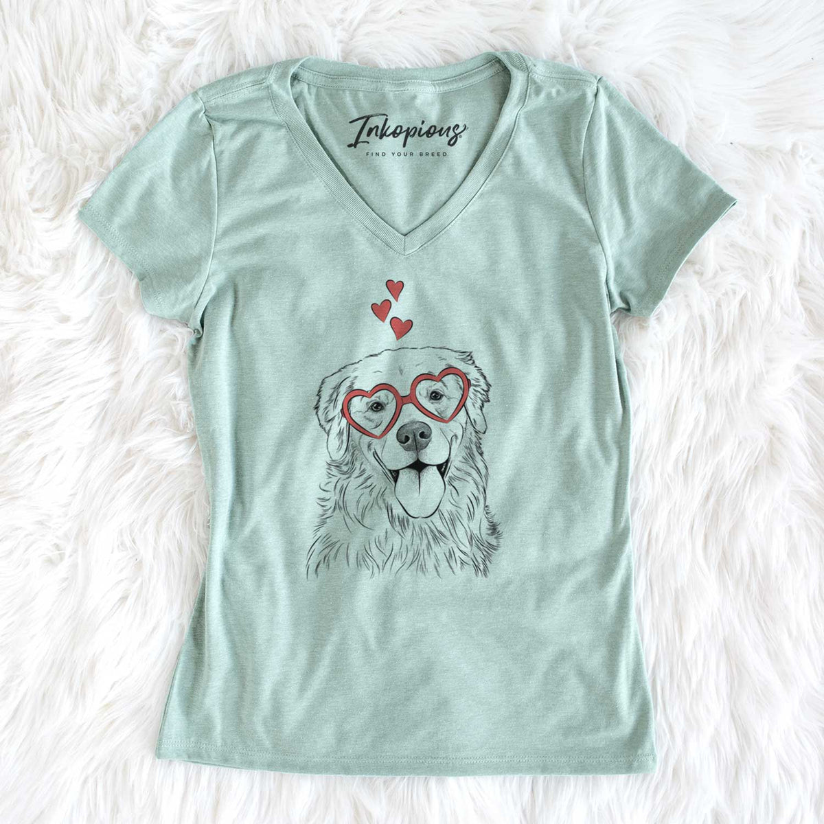Valentine Ticket the Golden Retriever - Women's V-neck Shirt