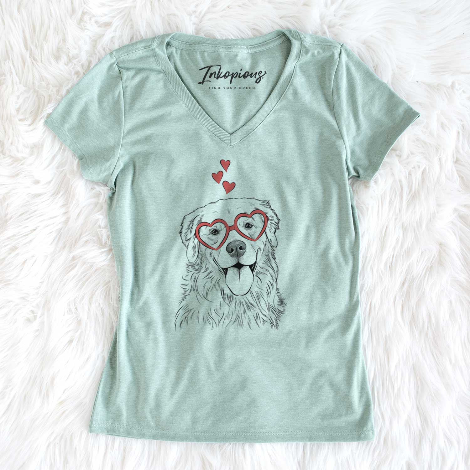 Valentine Ticket the Golden Retriever - Women's V-neck Shirt
