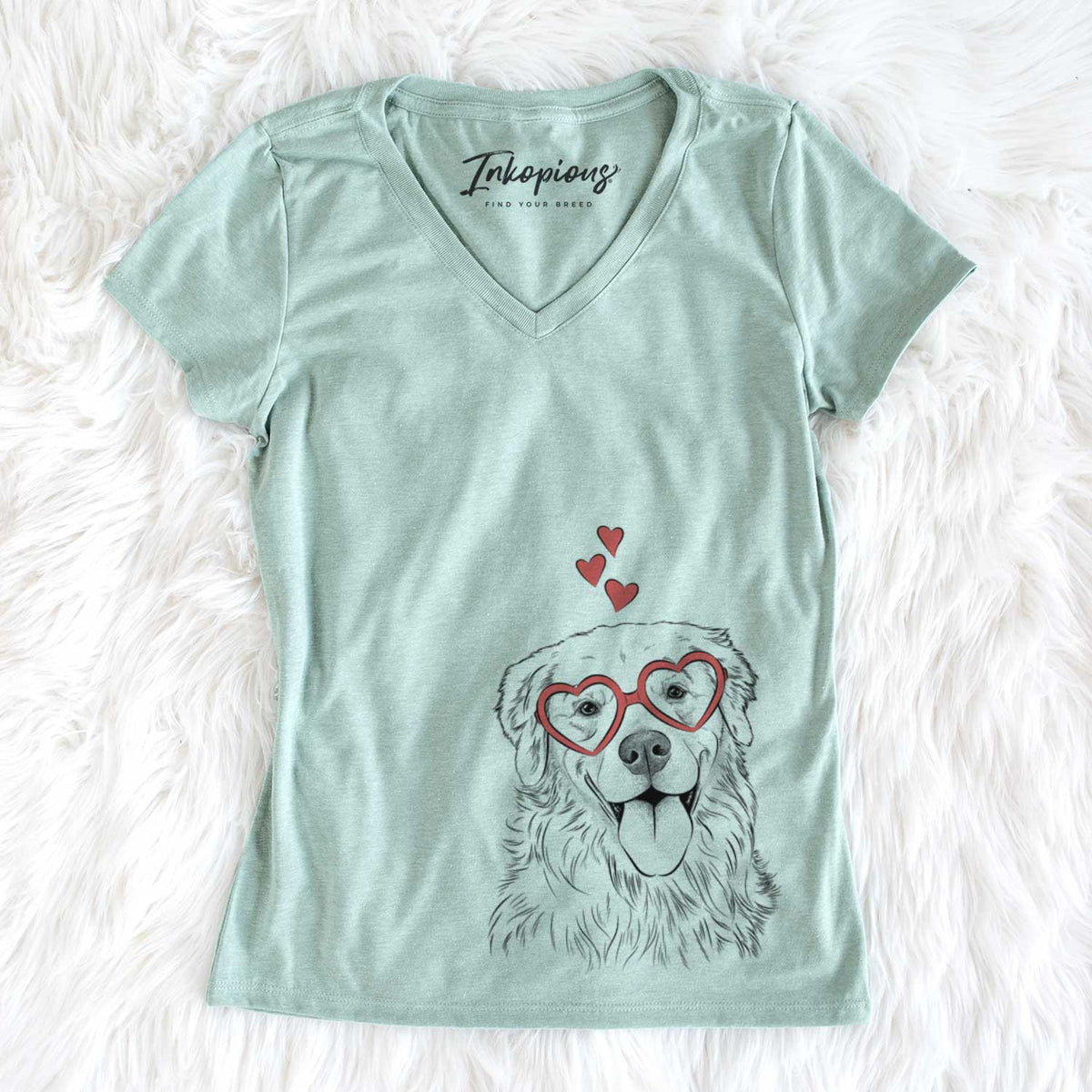 Valentine Ticket the Golden Retriever - Women&#39;s V-neck Shirt