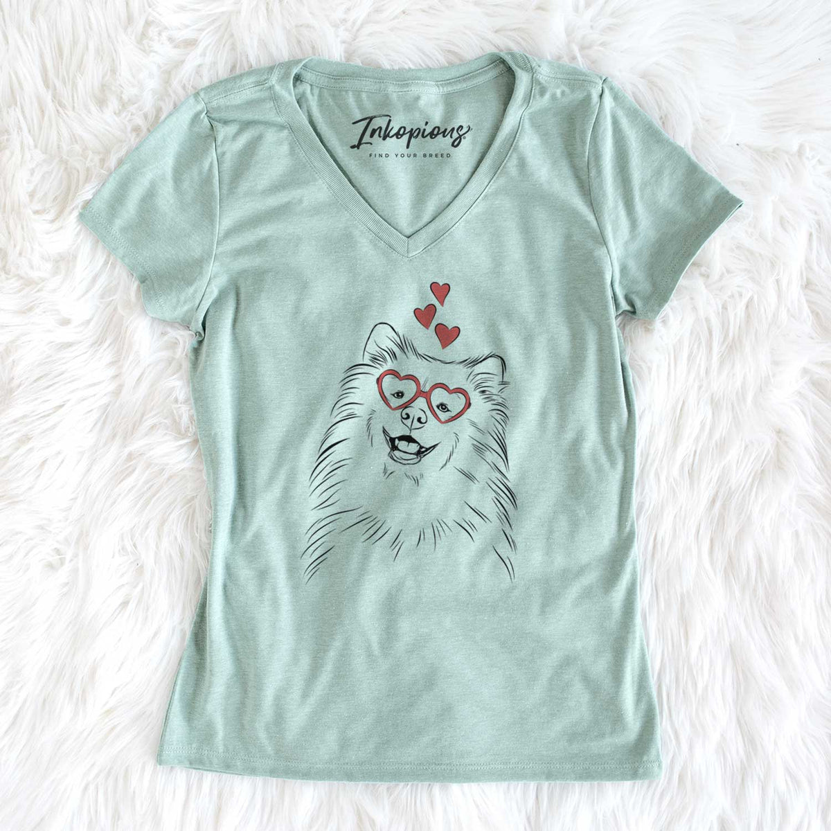 Valentine Tillie the Samoyed - Women's V-neck Shirt