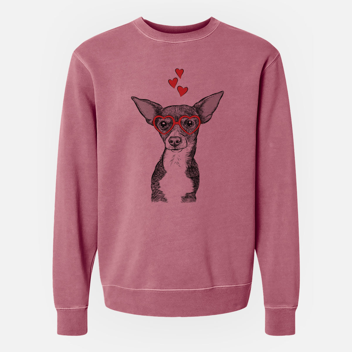 Valentine Tiny Archie the Mixed Breed - Unisex Pigment Dyed Crew Sweatshirt