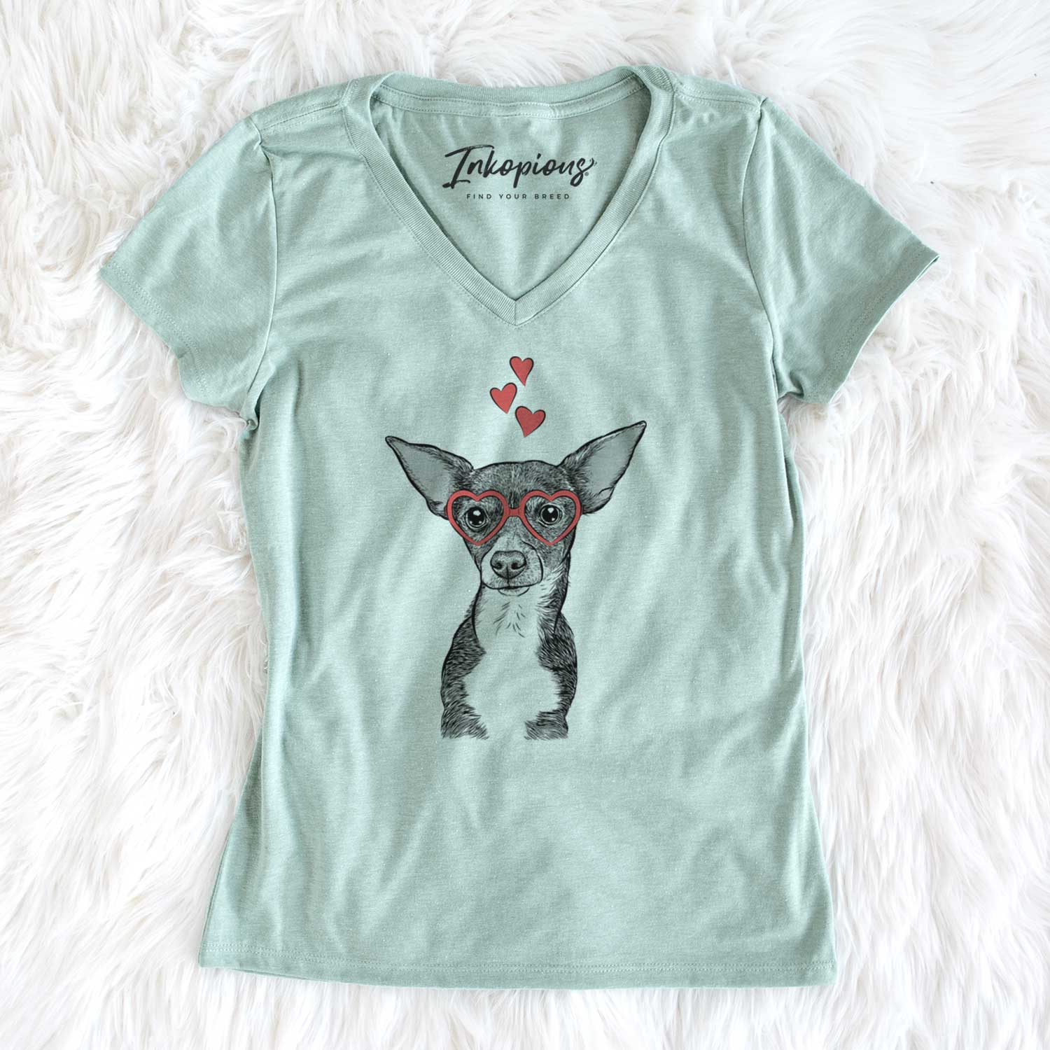 Valentine Tiny Archie the Mixed Breed - Women's V-neck Shirt