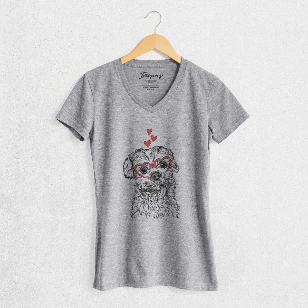 Valentine Tiny Titan the Shih Tzu - Women's V-neck Shirt