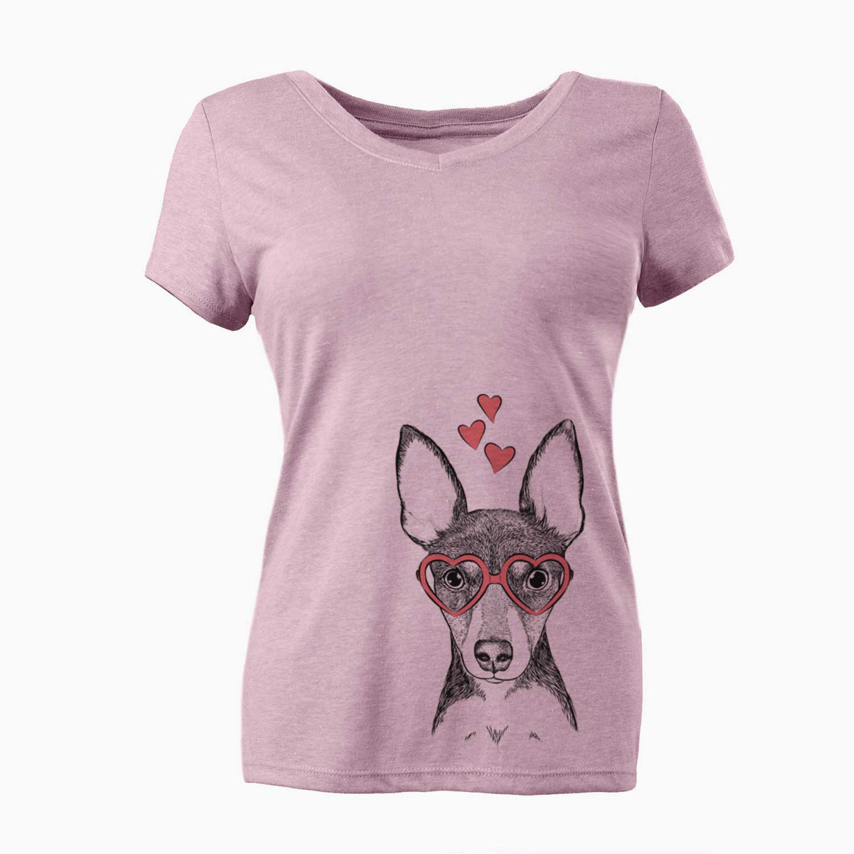 Valentine Tiny the Toy Fox Terrier - Women's V-neck Shirt