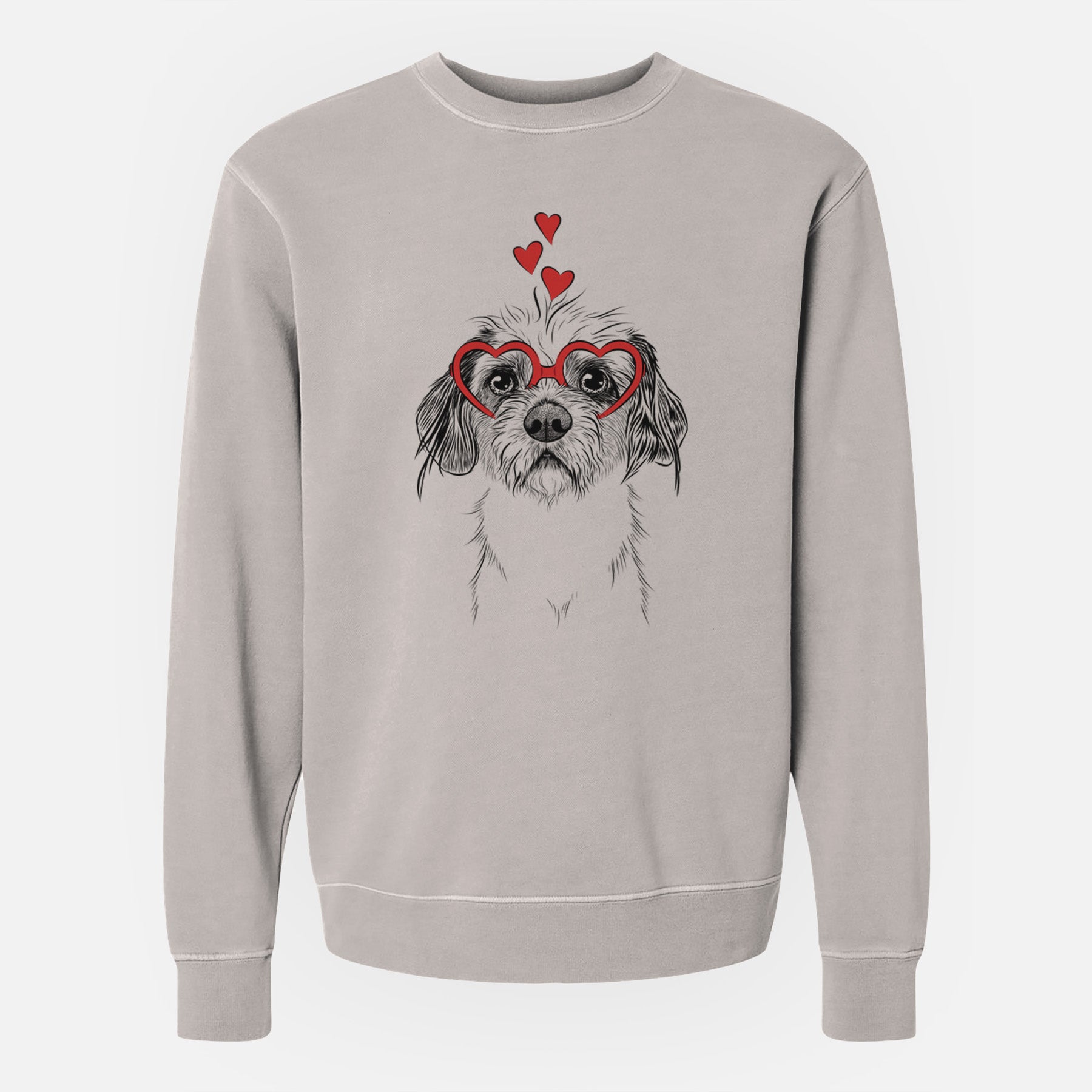 Valentine Tiny Tucker the Mixed Breed - Unisex Pigment Dyed Crew Sweatshirt