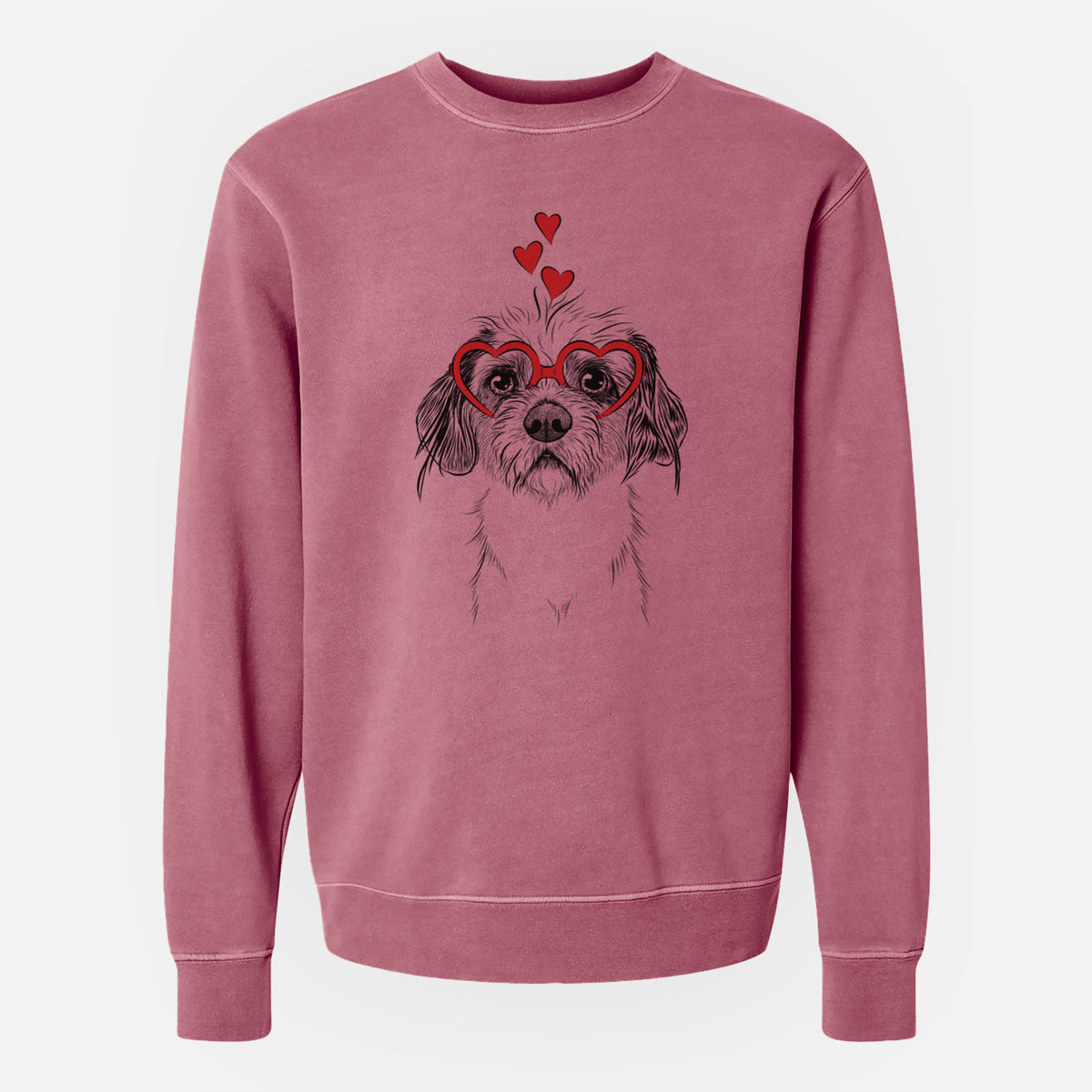 Valentine Tiny Tucker the Mixed Breed - Unisex Pigment Dyed Crew Sweatshirt