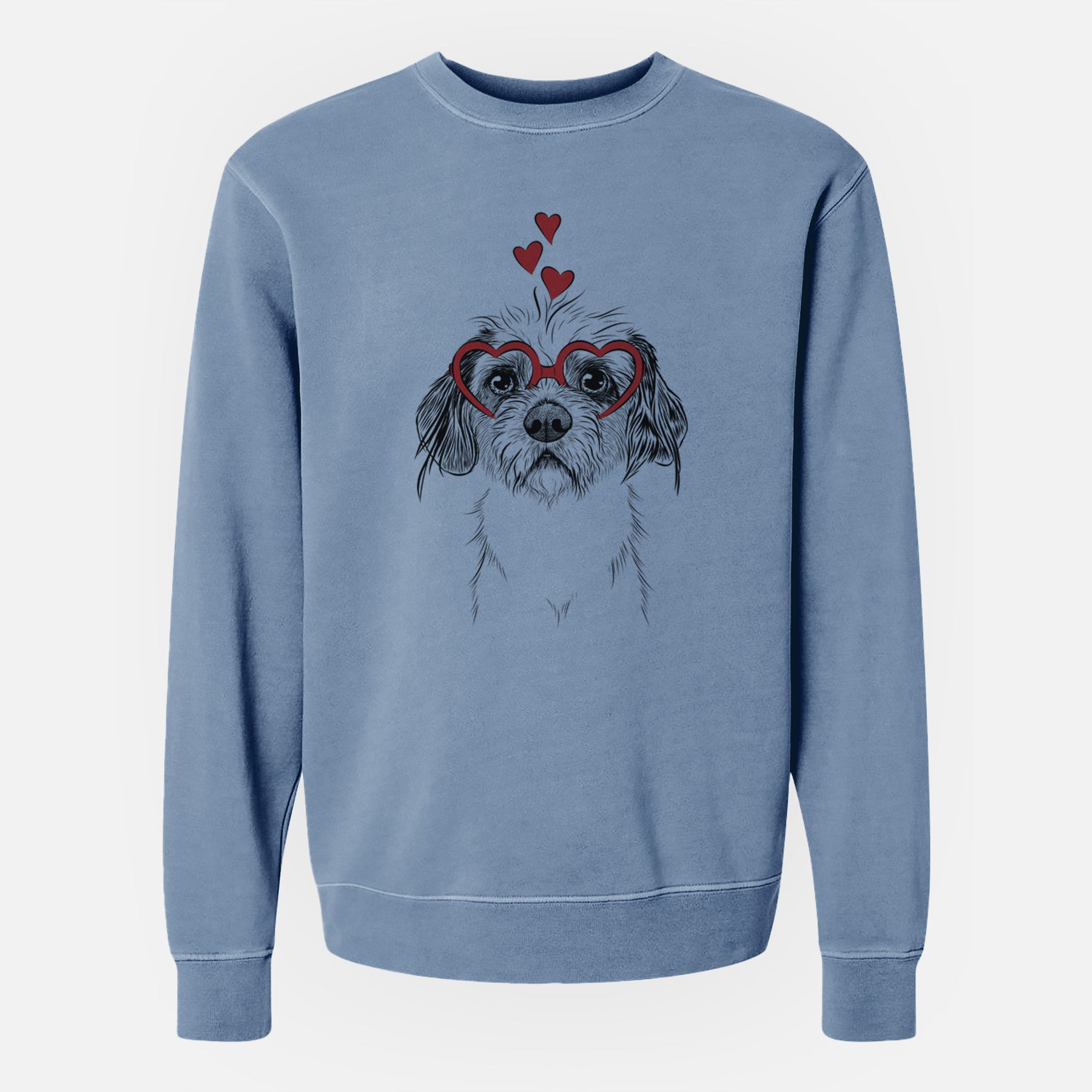 Valentine Tiny Tucker the Mixed Breed - Unisex Pigment Dyed Crew Sweatshirt