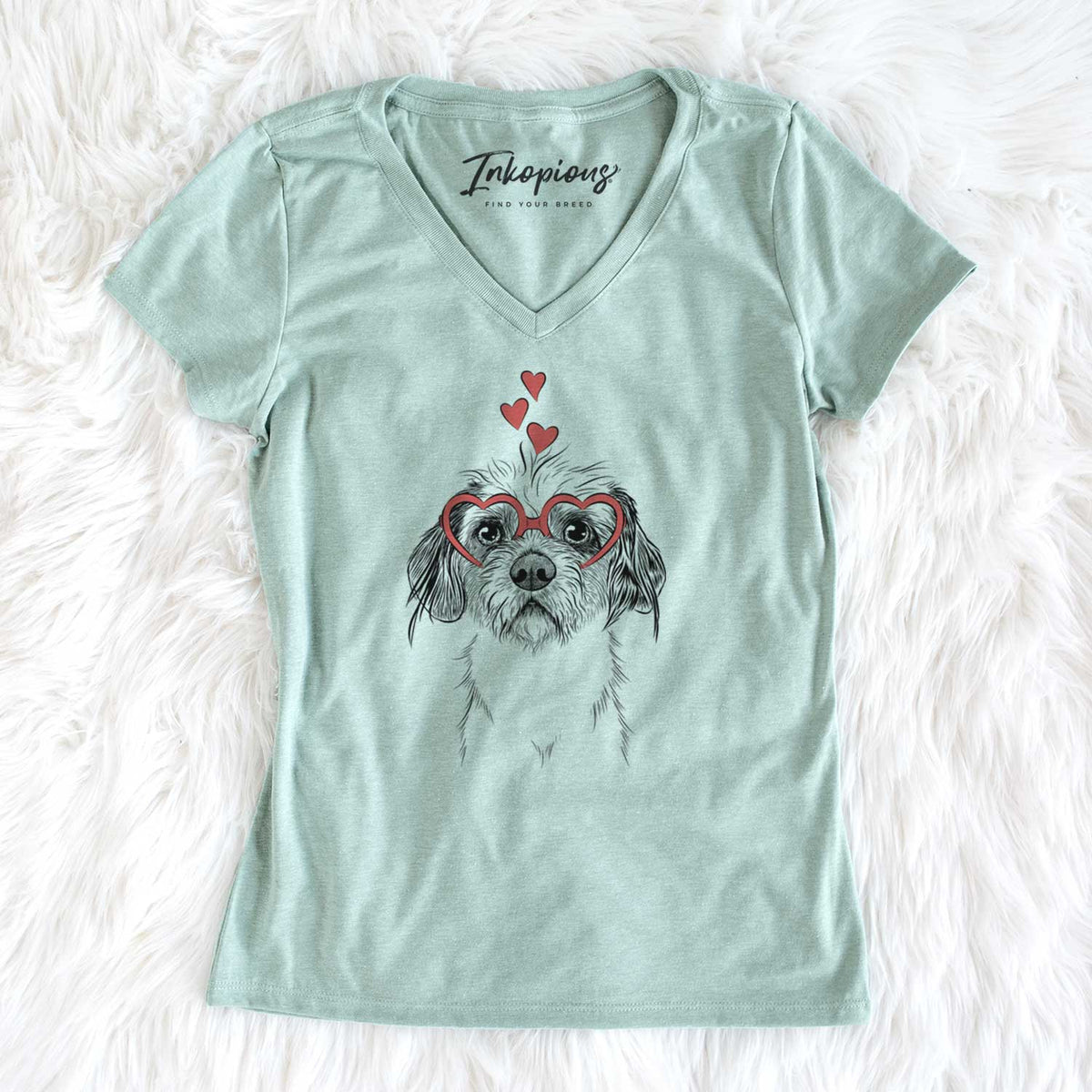 Valentine Tiny Tucker the Mixed Breed - Women's V-neck Shirt