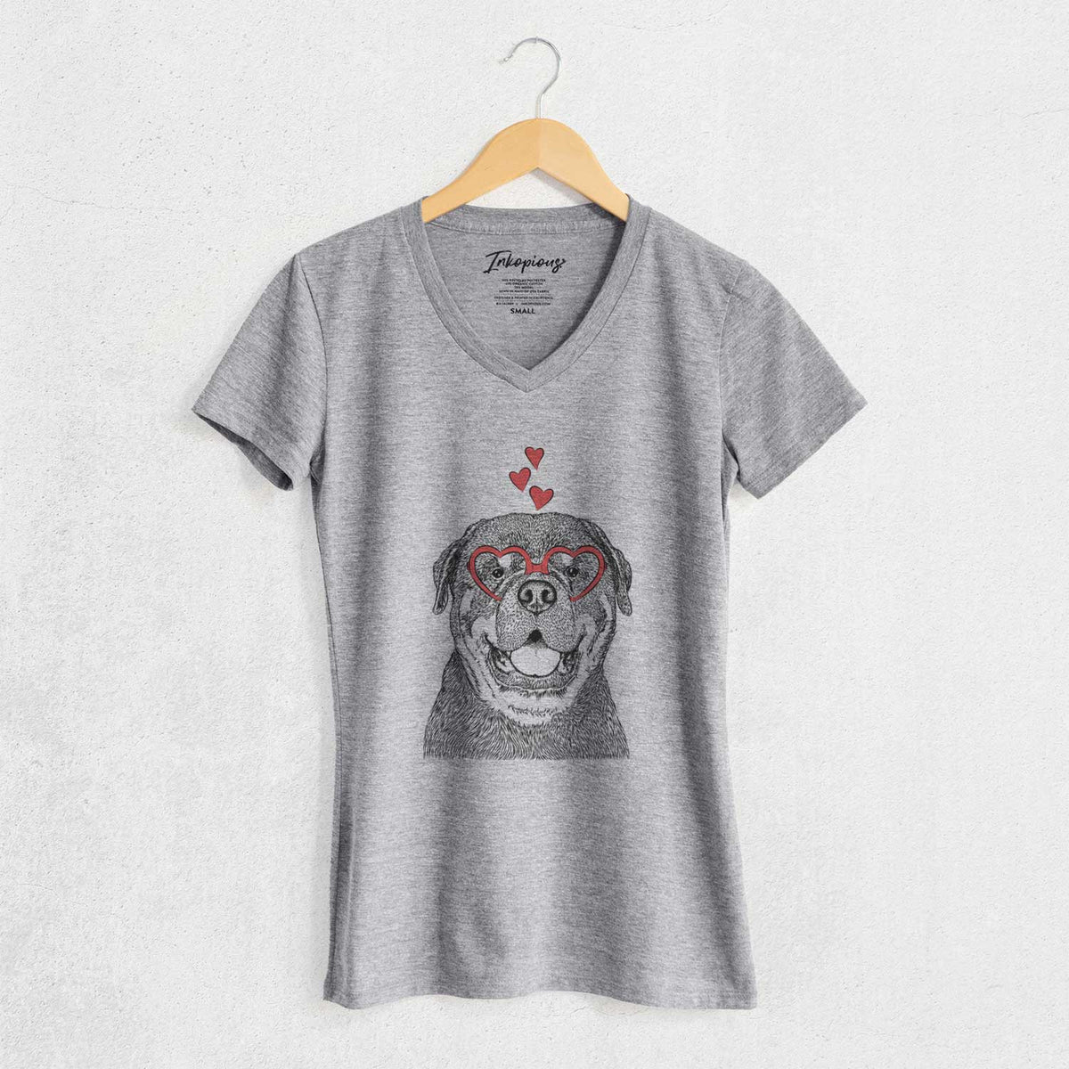 Valentine Titan the Rottweiler - Women's V-neck Shirt