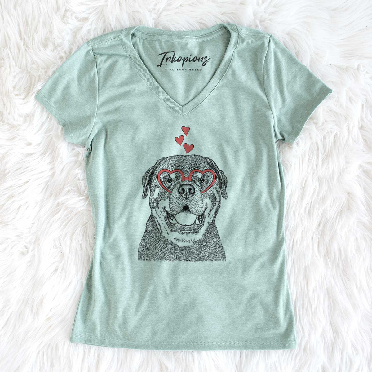 Valentine Titan the Rottweiler - Women's V-neck Shirt