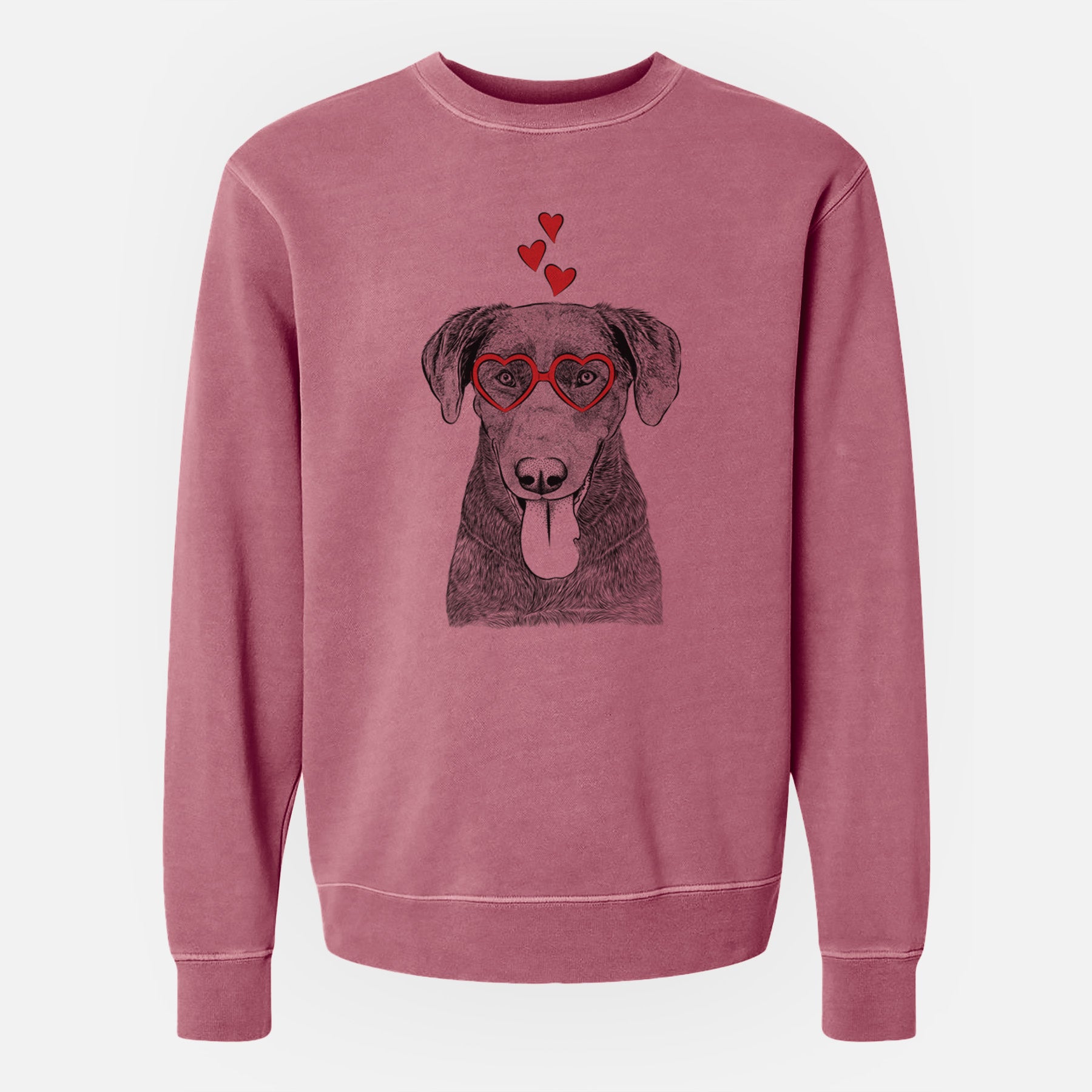 Valentine Tobes the Chocolate Lab - Unisex Pigment Dyed Crew Sweatshirt