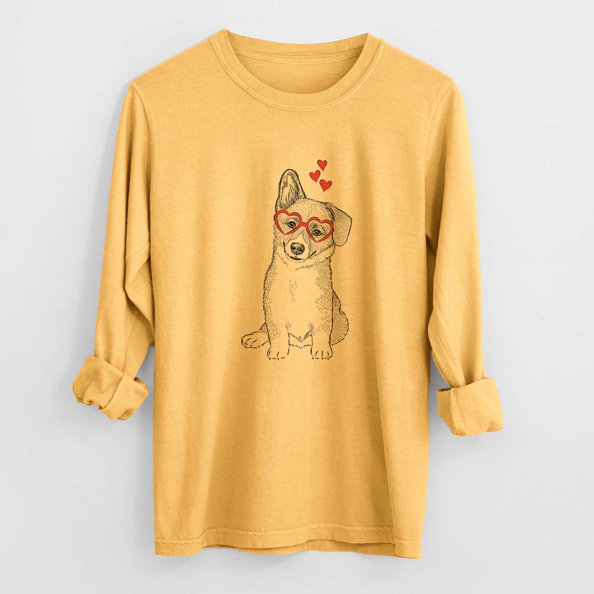 Valentine Toby the Corgi Puppy - Heavyweight 100% Cotton Long Sleeve