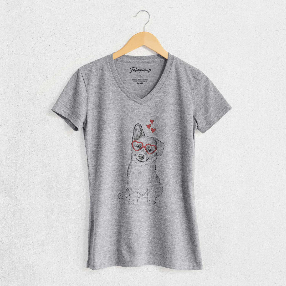 Valentine Toby the Corgi Puppy - Women's V-neck Shirt