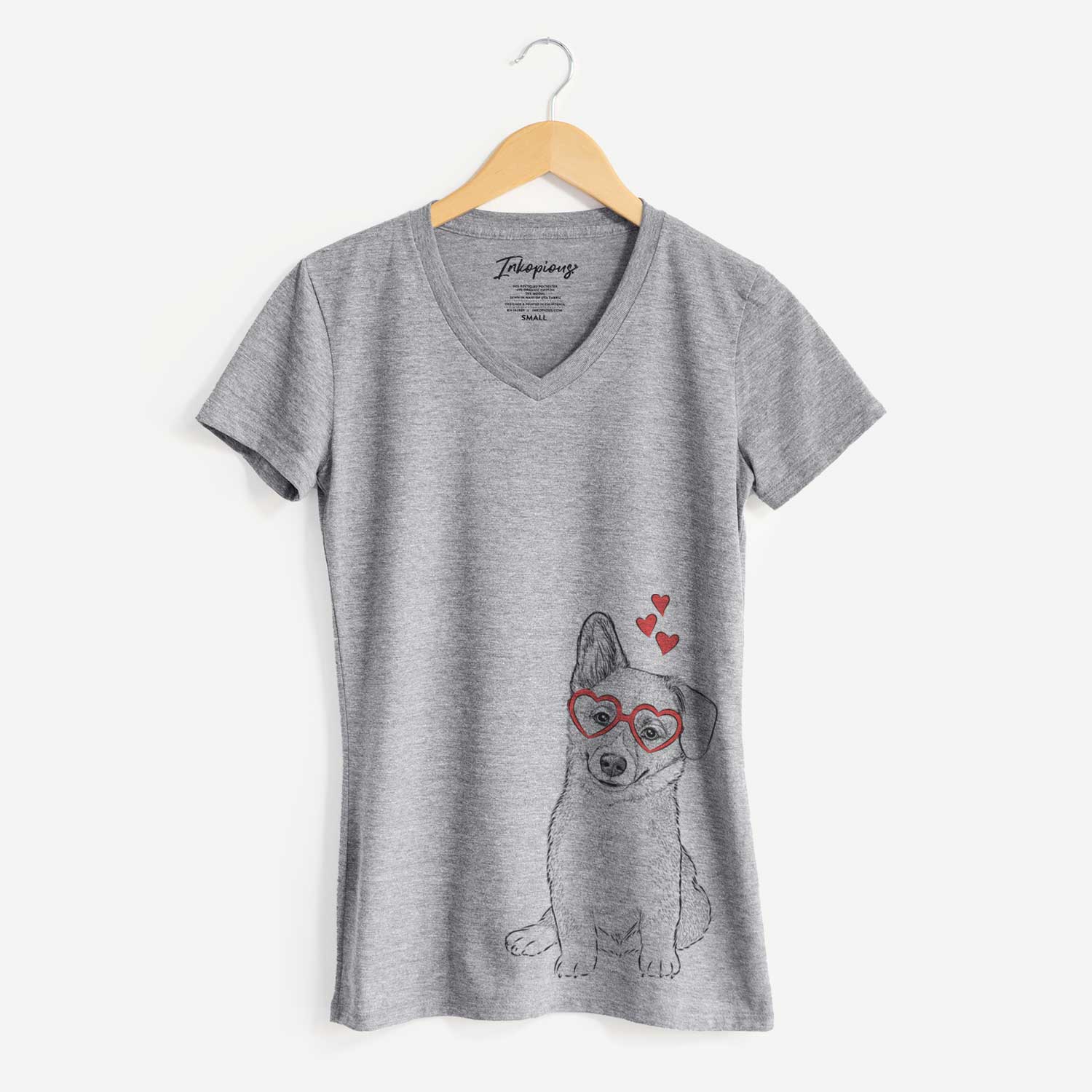 Valentine Toby the Corgi Puppy - Women's V-neck Shirt
