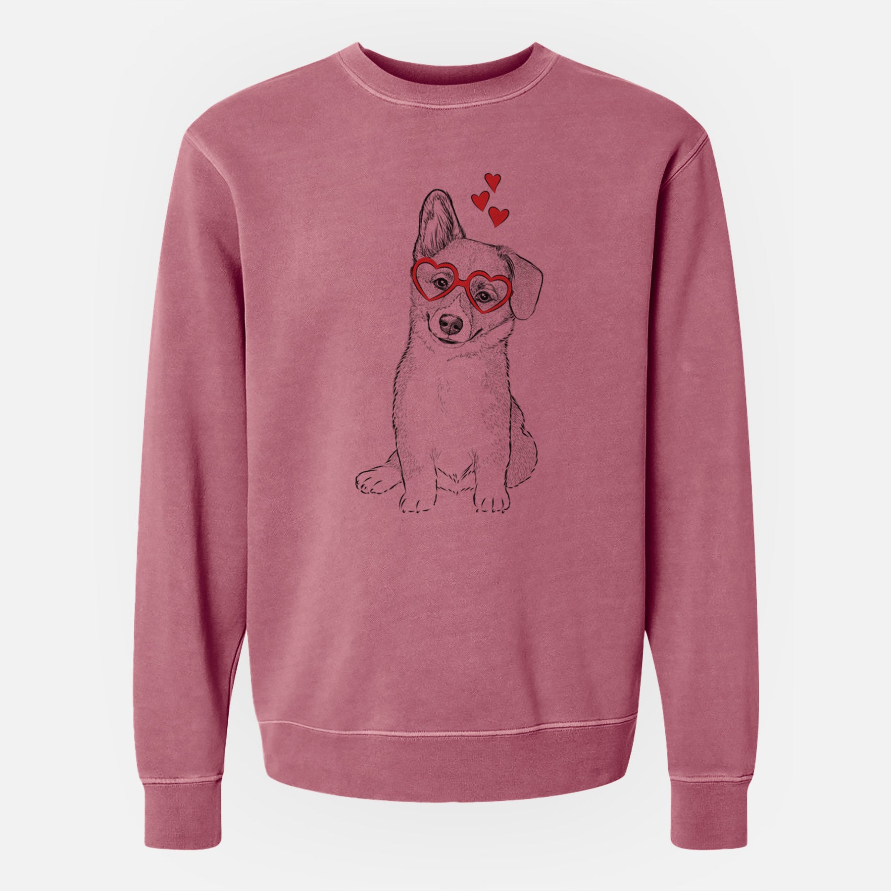 Valentine Toby the Corgi Puppy - Unisex Pigment Dyed Crew Sweatshirt