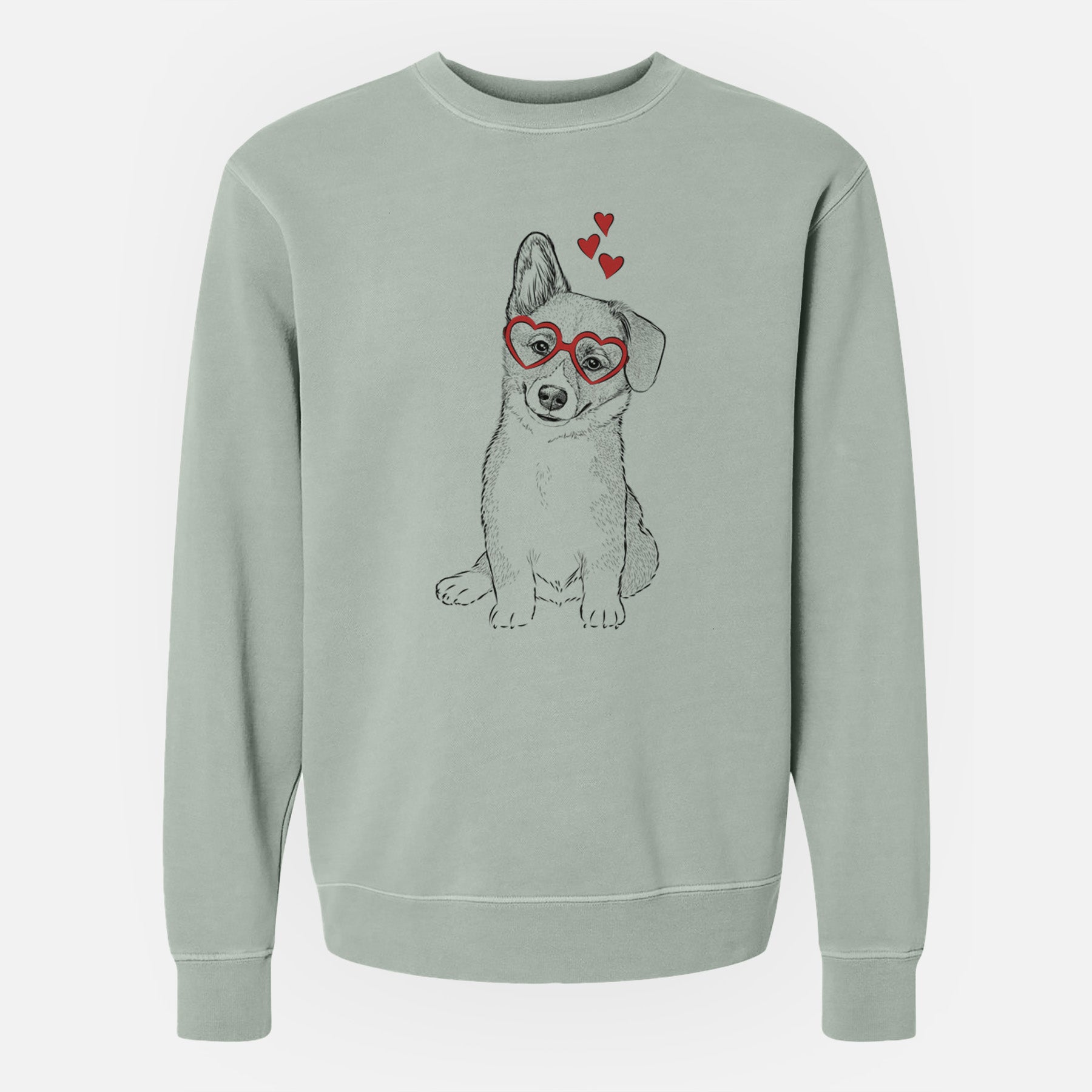 Valentine Toby the Corgi Puppy - Unisex Pigment Dyed Crew Sweatshirt