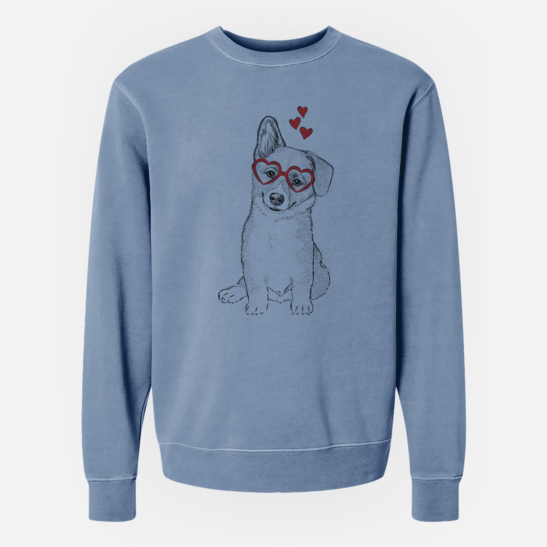 Valentine Toby the Corgi Puppy - Unisex Pigment Dyed Crew Sweatshirt