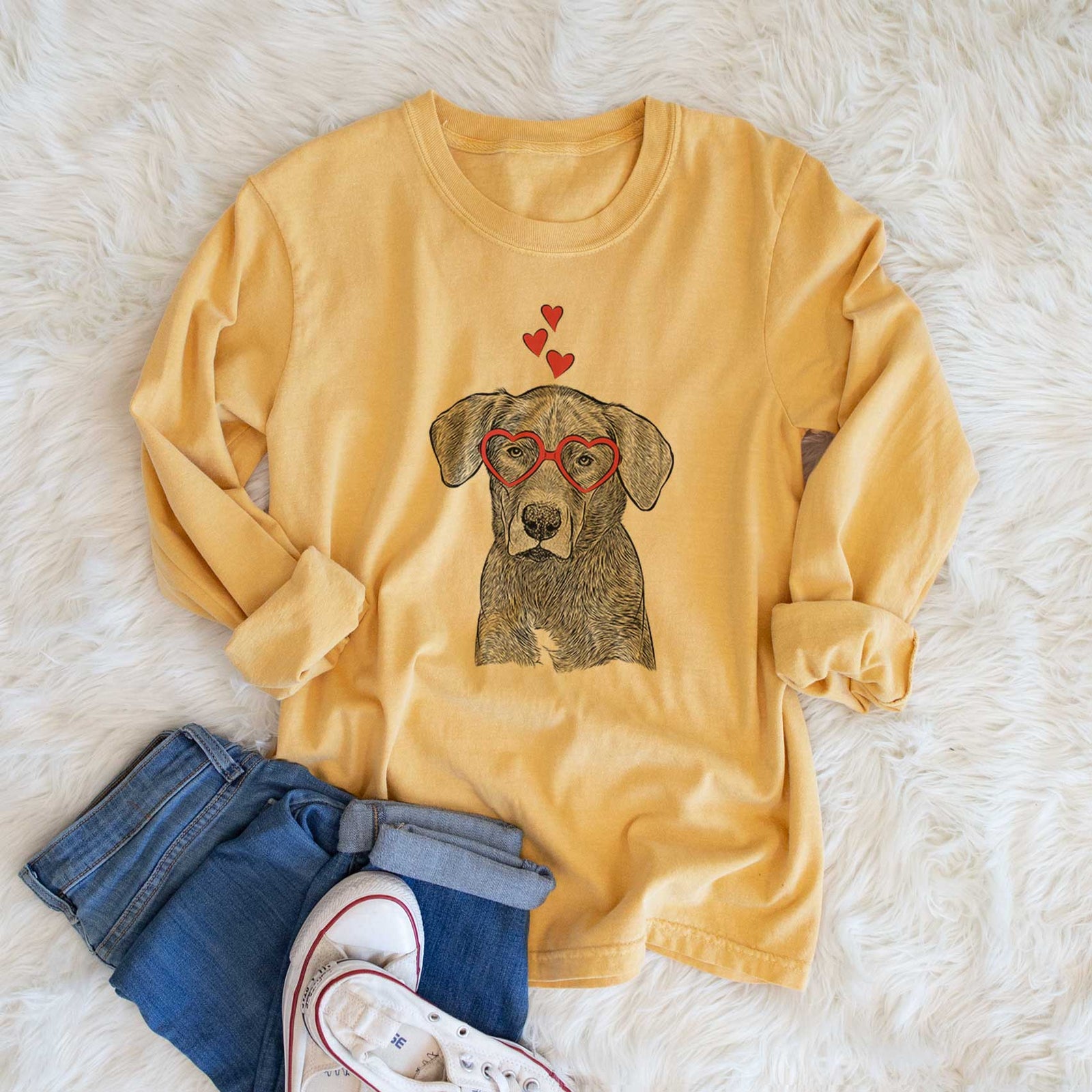 Valentine Tom the Lab Dane Mix - Heavyweight 100% Cotton Long Sleeve