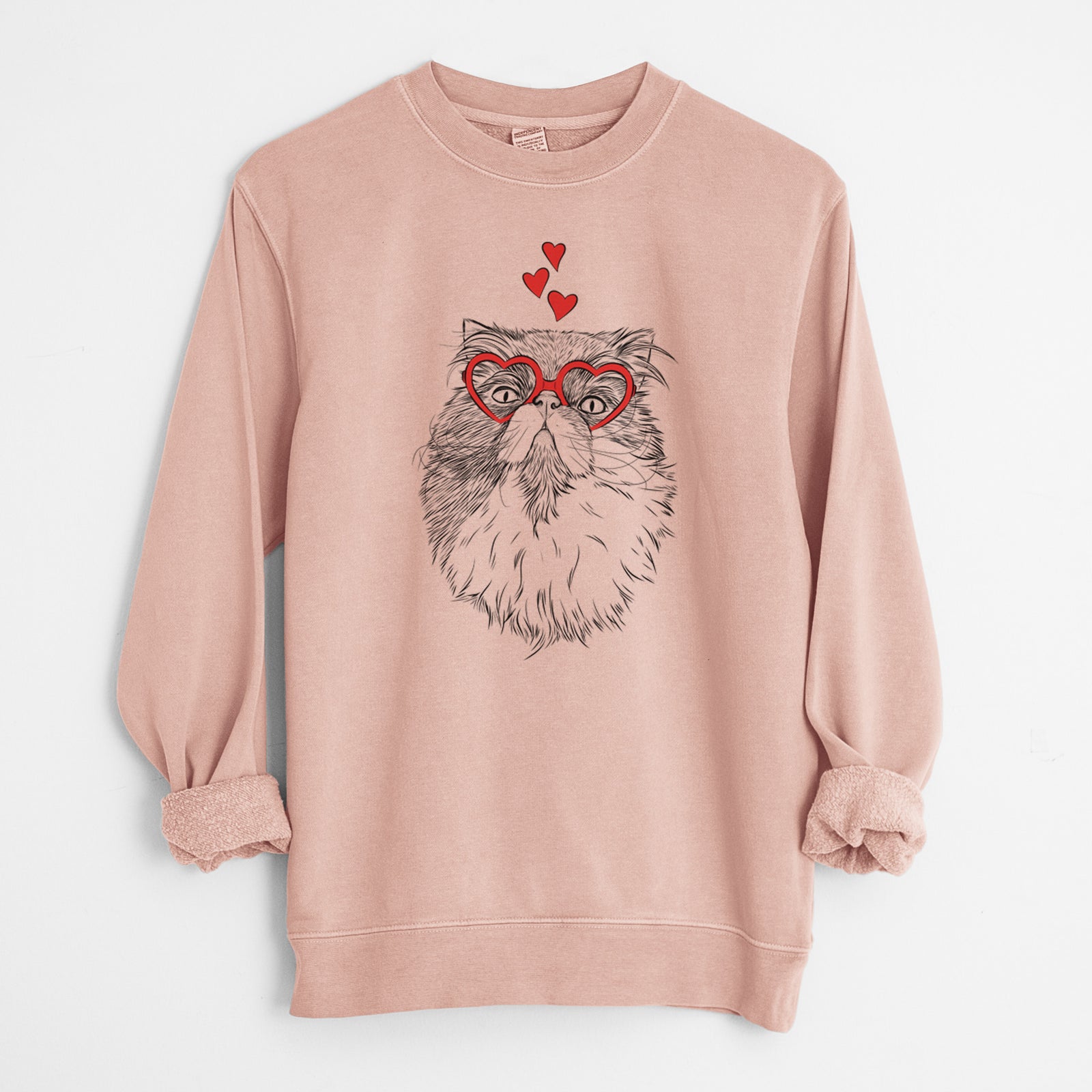 Valentine Tookie the Perisan Cat - Unisex Pigment Dyed Crew Sweatshirt