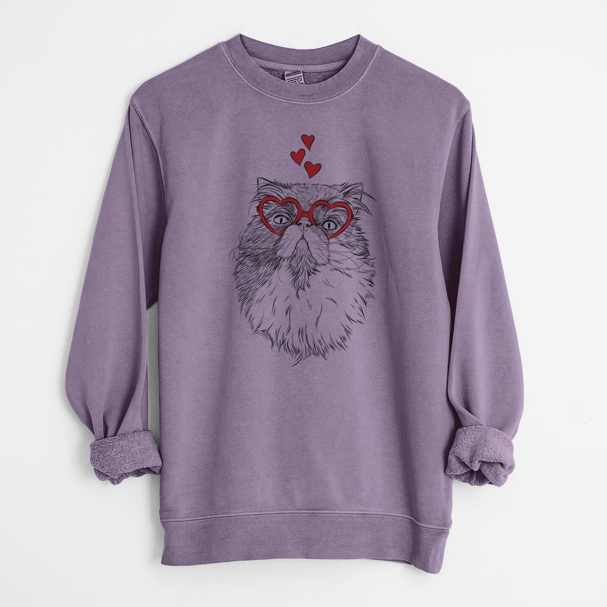 Valentine Tookie the Perisan Cat - Unisex Pigment Dyed Crew Sweatshirt