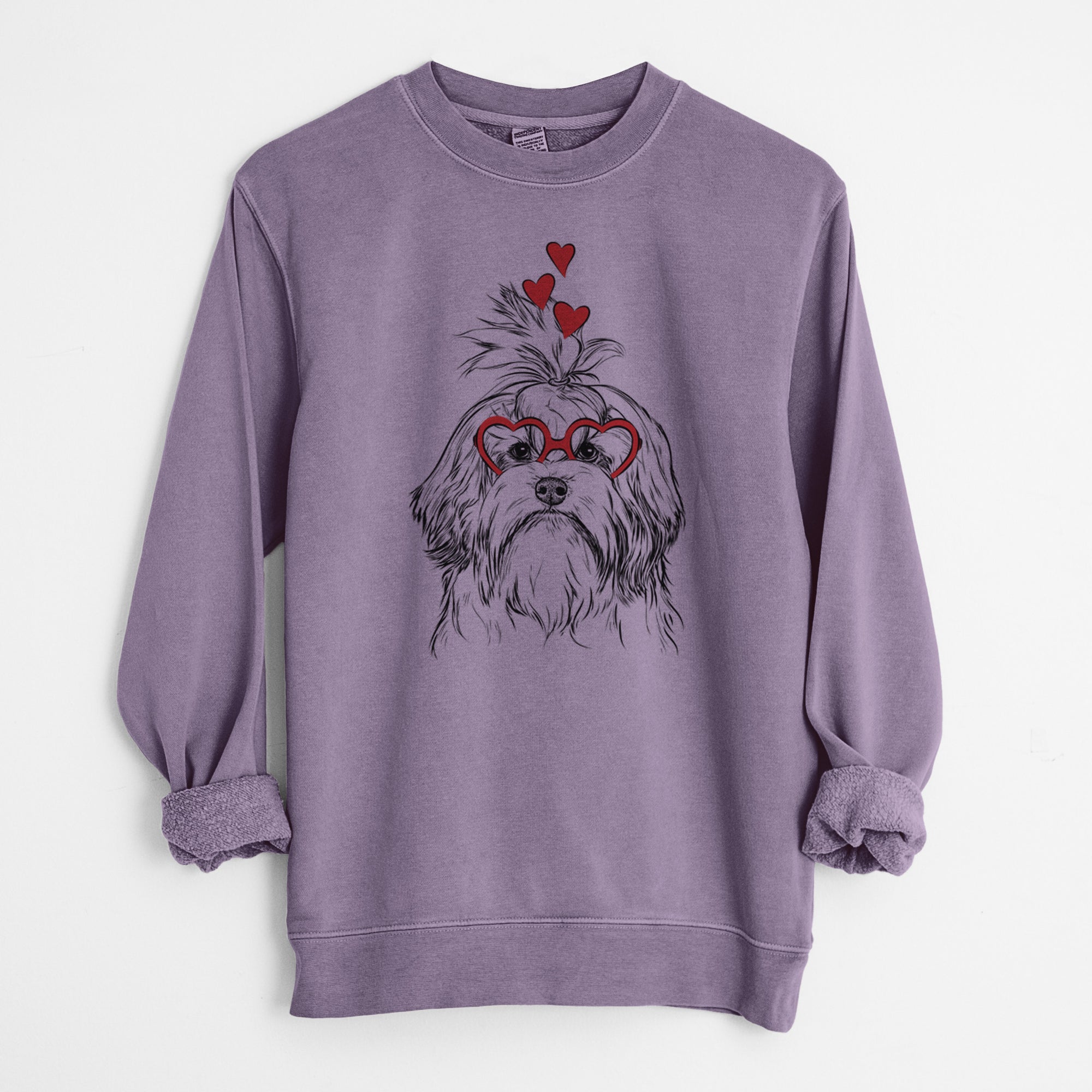 Valentine Tootsie the Lowchen - Unisex Pigment Dyed Crew Sweatshirt