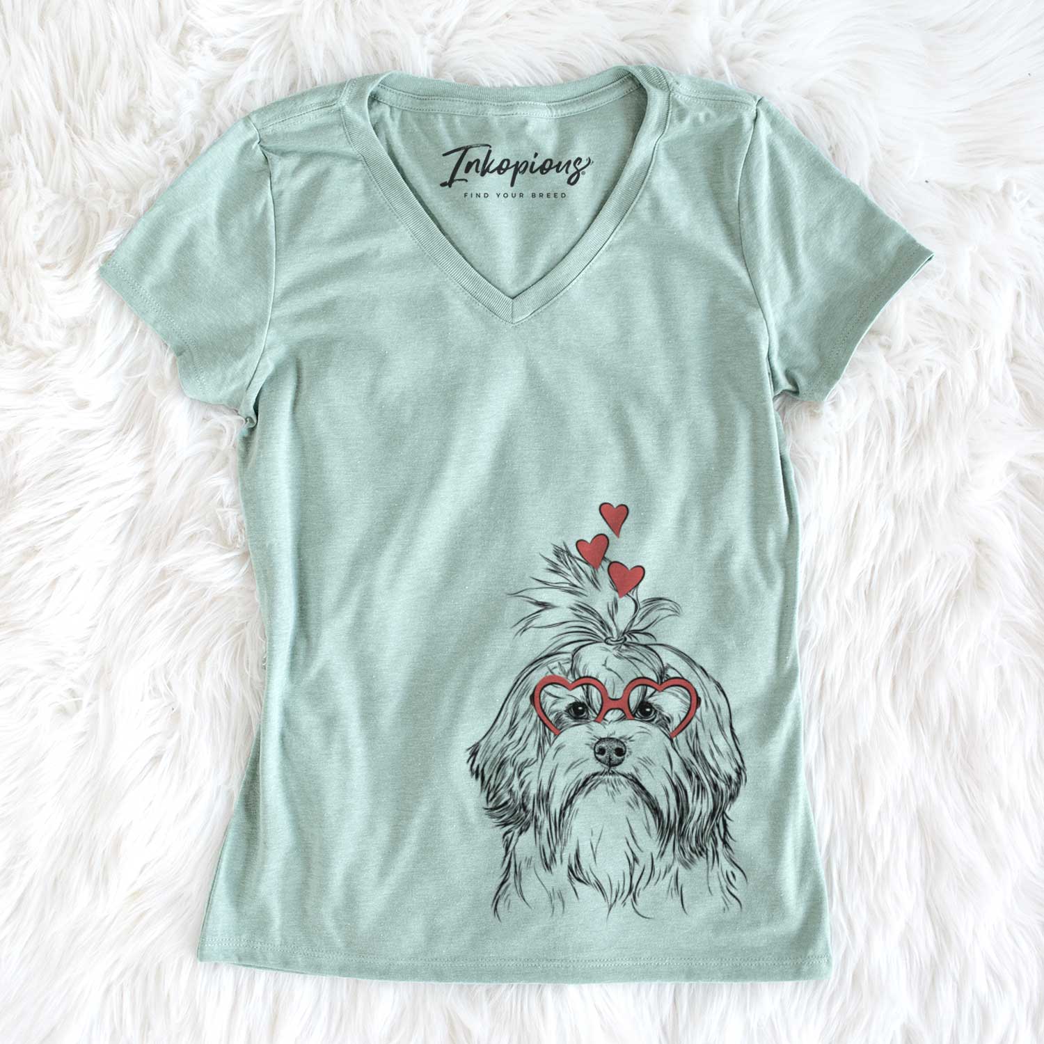 Valentine Tootsie the Lowchen - Women's V-neck Shirt