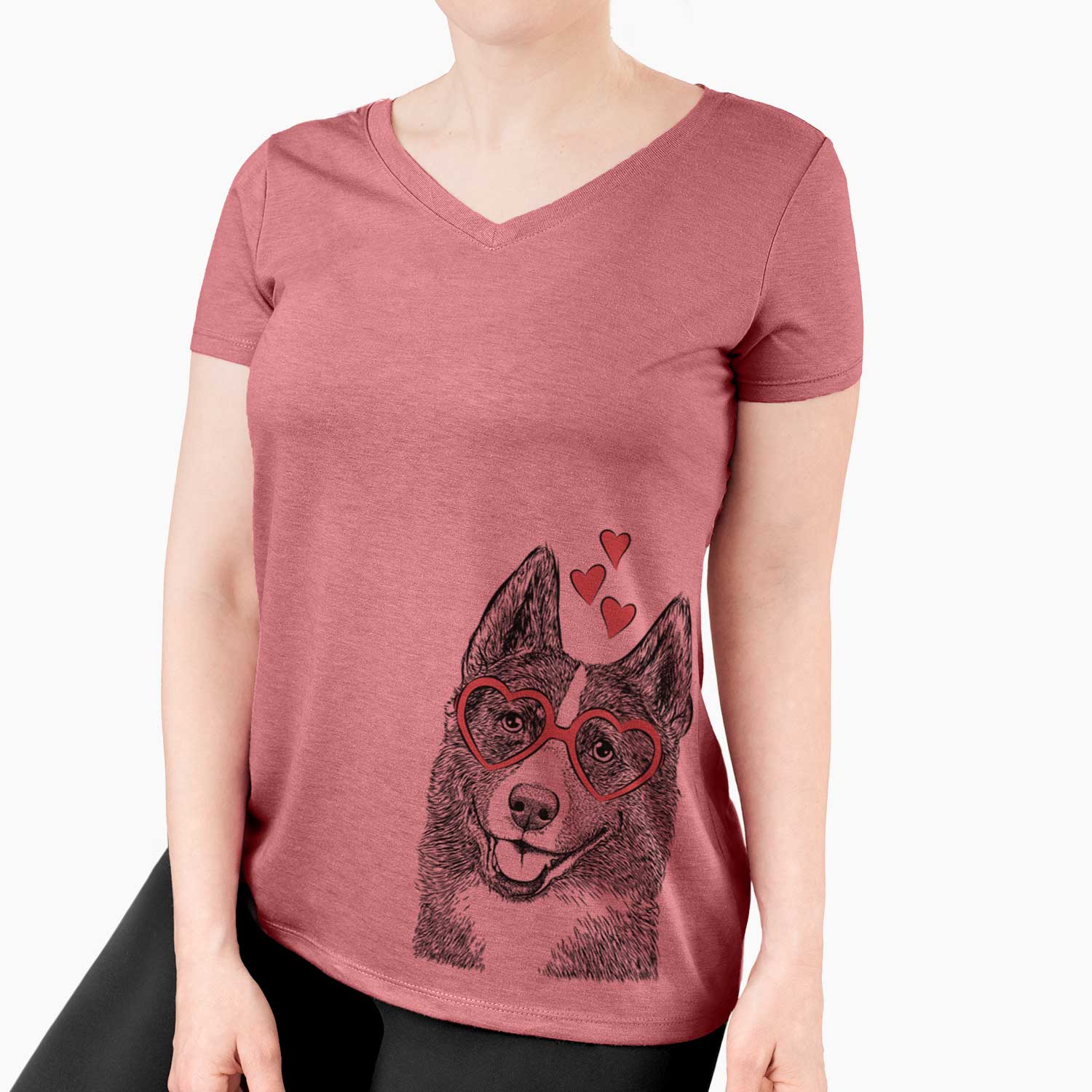 Valentine Tosca the Karelian Bear Dog - Women's V-neck Shirt