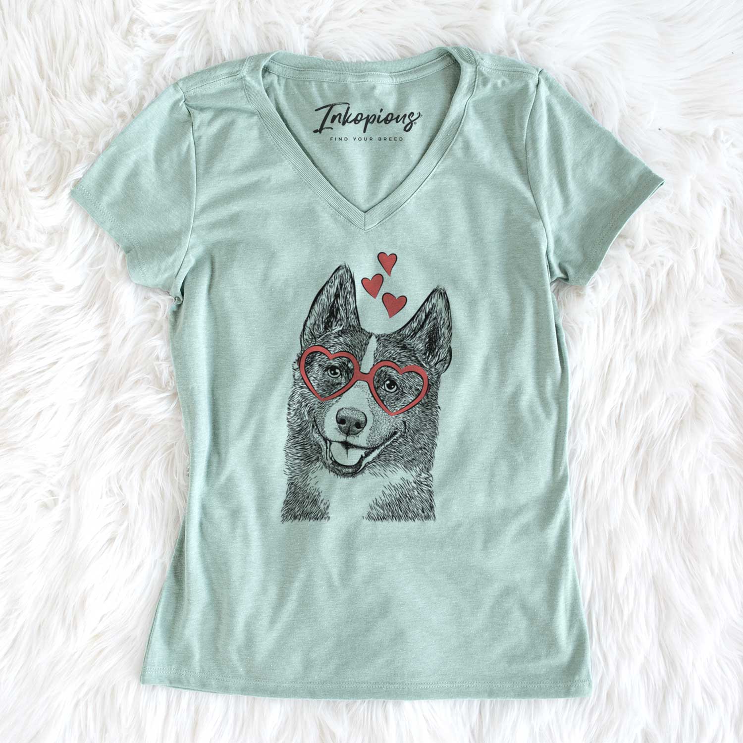 Valentine Tosca the Karelian Bear Dog - Women's V-neck Shirt