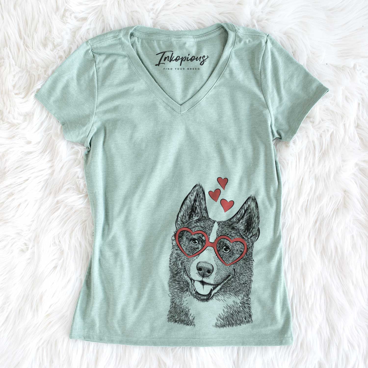 Valentine Tosca the Karelian Bear Dog - Women's V-neck Shirt