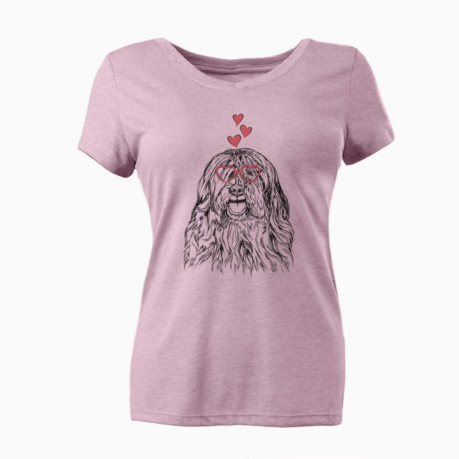 Valentine Trinket the Tibetan Terrier - Women's V-neck Shirt