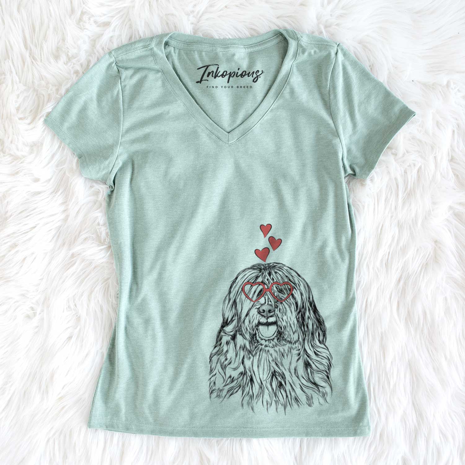 Valentine Trinket the Tibetan Terrier - Women's V-neck Shirt