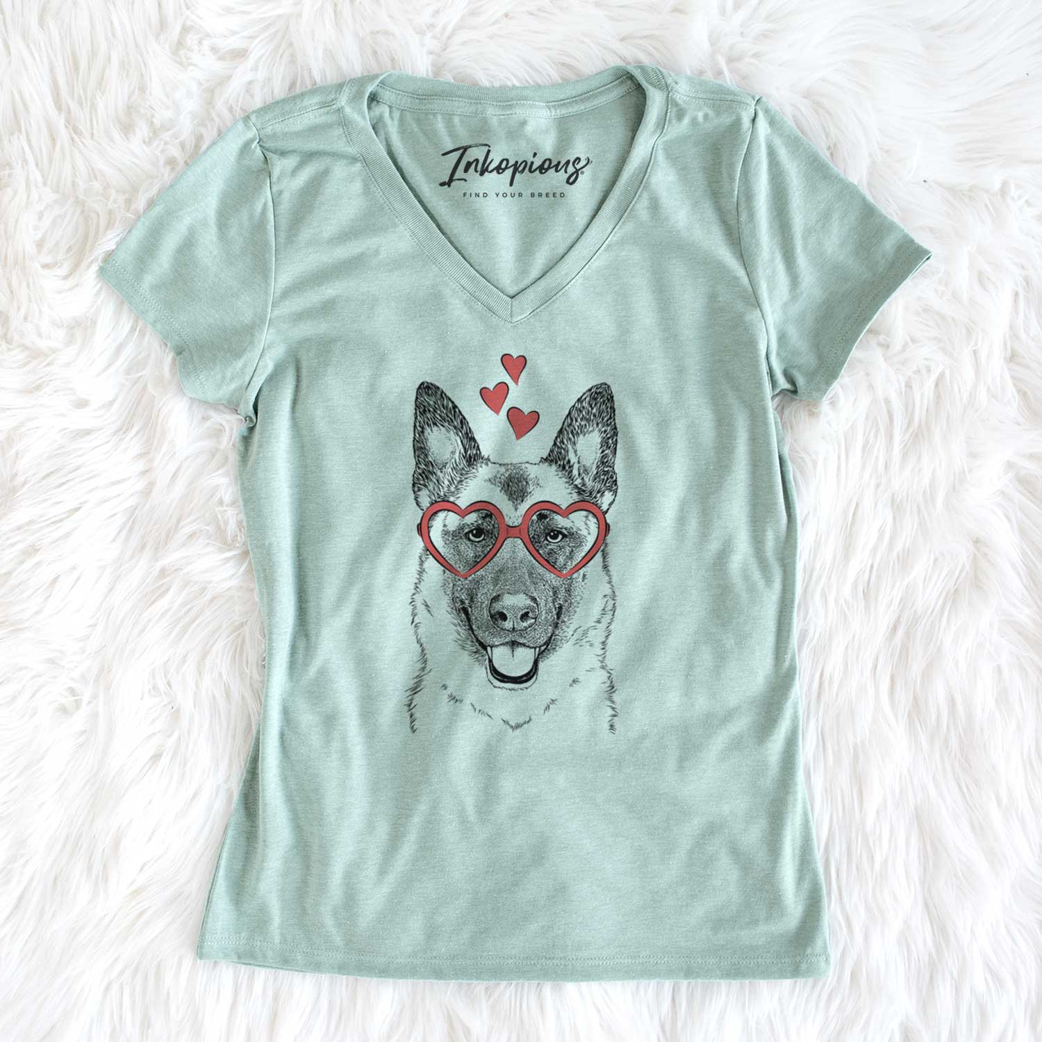 Valentine Trooper the German Shepherd - Women's V-neck Shirt