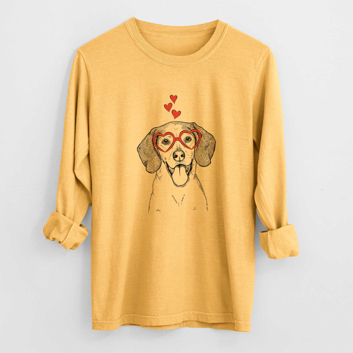 Valentine Trooper the Hound Mix - Heavyweight 100% Cotton Long Sleeve