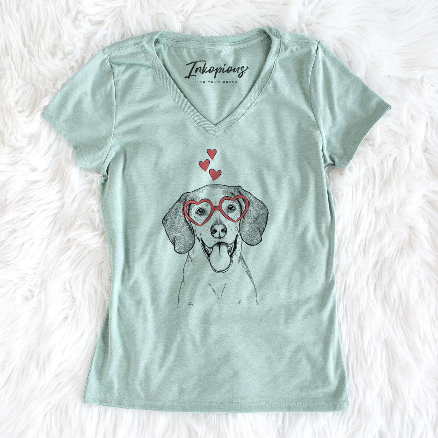 Valentine Trooper the Hound Mix - Women's V-neck Shirt