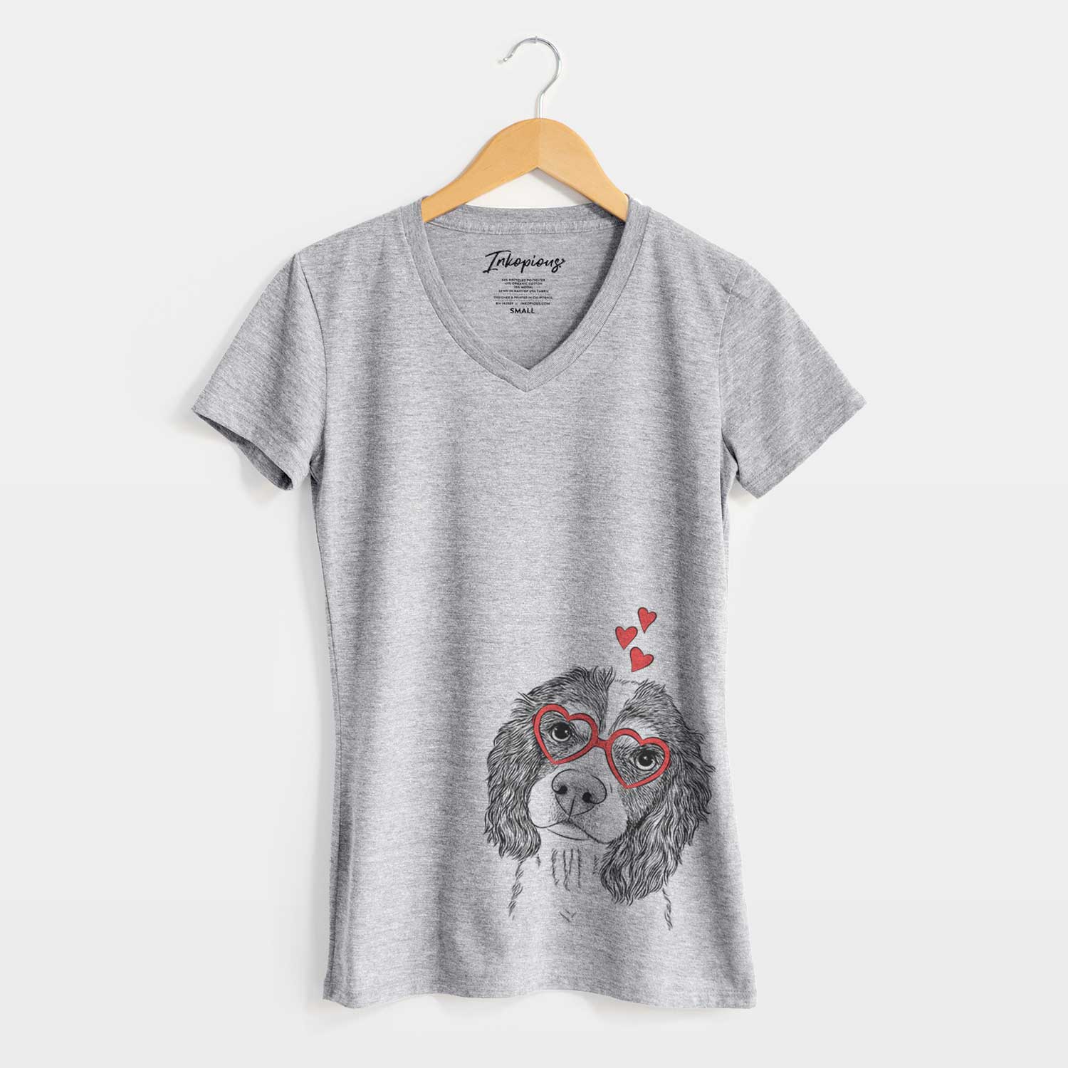 Valentine Truman the Cavalier King Charles Spaniel - Women's V-neck Shirt